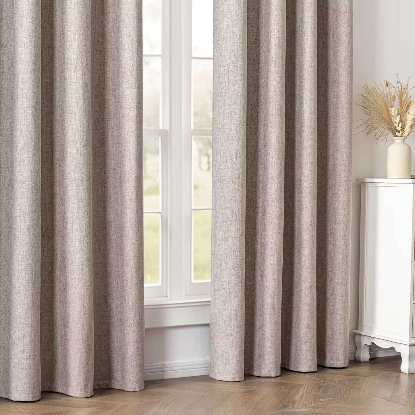 FancyRoof 100% Blackout Curtains 96 Inches Long 2 Panels Set, Beige Curtains for Living Room, Black Out Thermal Insulated Grommet Drapes Bedroom Luxury Decor Privacy(52W × 96L inch, Beige)