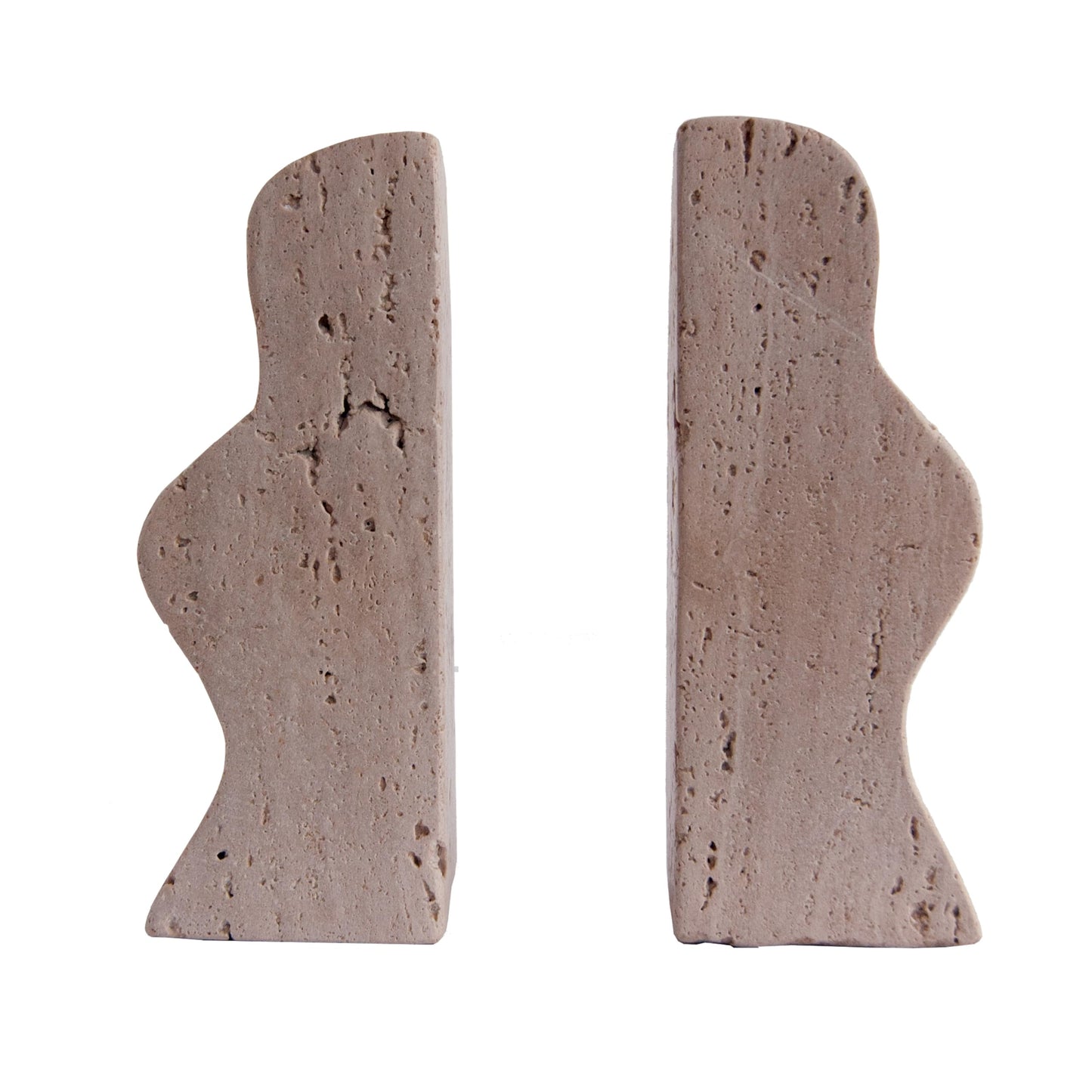 Creative Co-Op Decorative Travertine Wave Bookends, Natural, Set of 2