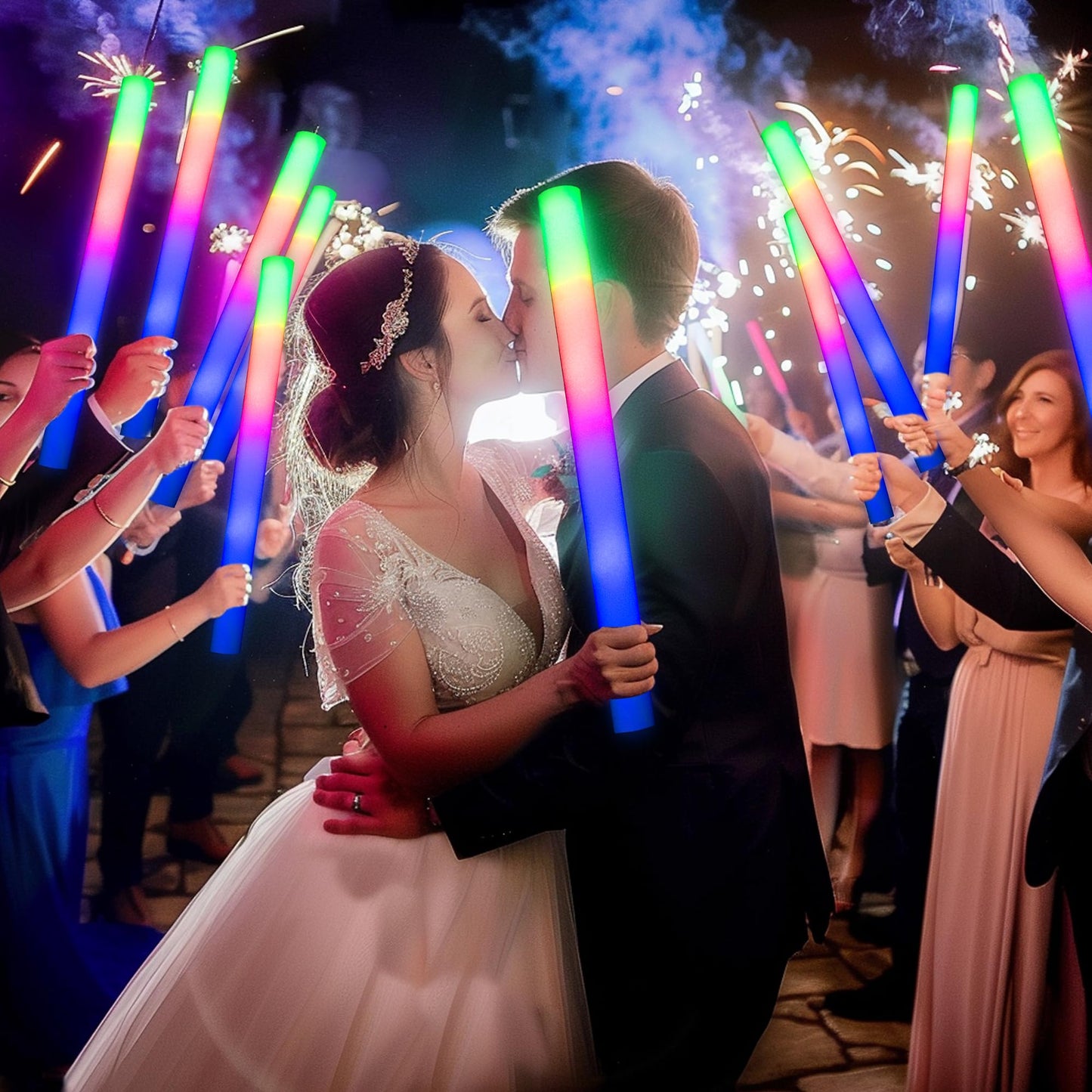 68 Pack led foam glow sticks bulk,wedding glow sticks for reception props,white light-up sticks for adults wedding,light up foam sticks,party light sticks pack,light sticks for parties bulk.