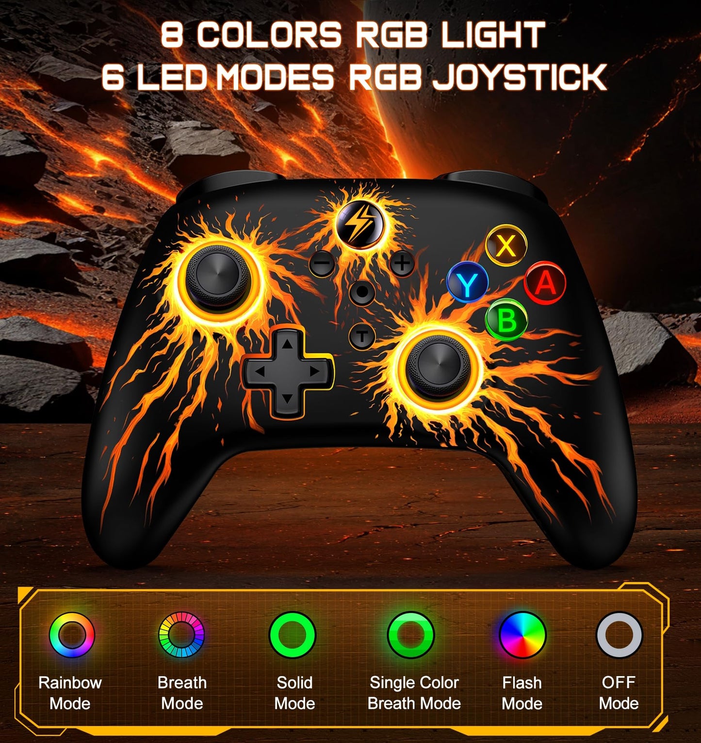 Svetaecho Wireless Switch Controller for Nintendo Switch Controller/Lite/OLED, LED Wired PC Game Joysticks-Wireless iOS/Android Remote, Nintendo Game Accessories Interactive Gaming Figures