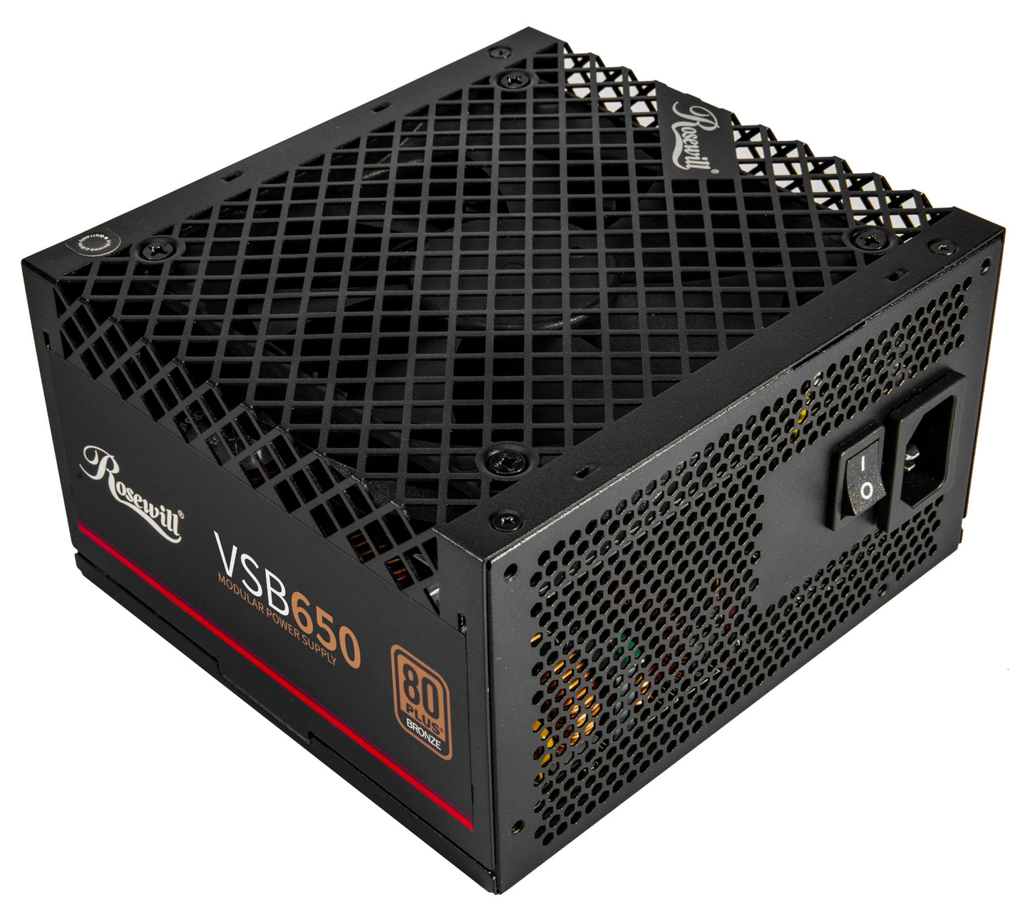 Rosewill VSB 650W 80+ Bronze, ATX 3.0 & 3.1 Compatible, Semi-Modular Power Supply, PCIe 5.1 12V-2x6 Connector, 105°C/221°F Japanese Capacitor, 120mm ICB Silent Fan - 5 Year Warranty