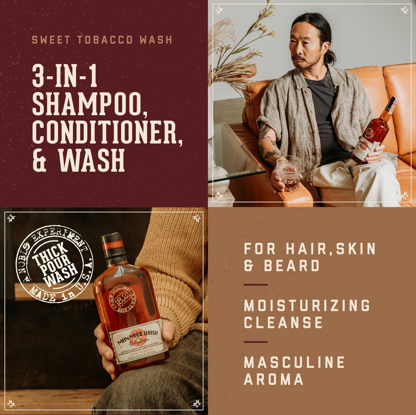 18.21 Man Made Man Made Wash - Sweet Tobacco Men 32 oz