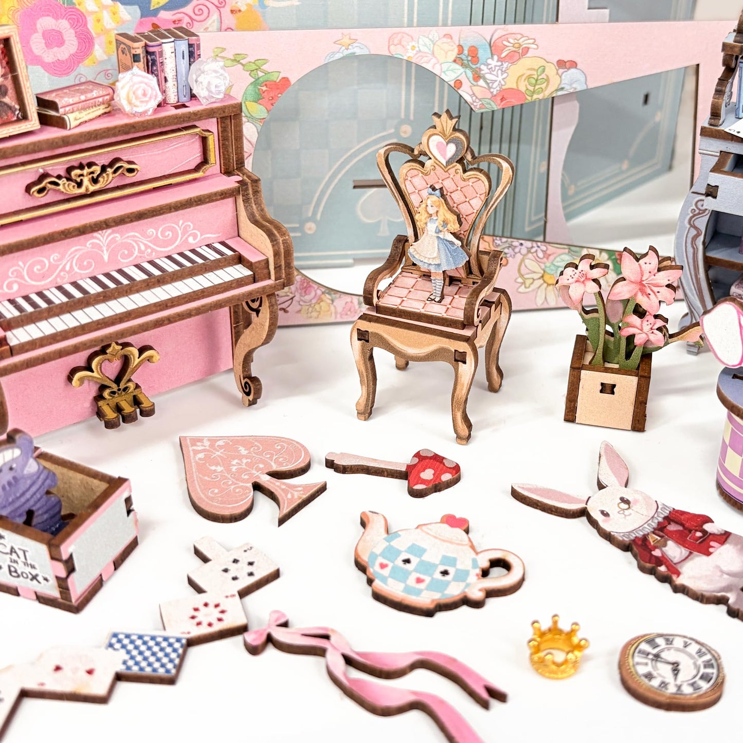 LORENOOK Allie's Tea Party Diary Book Nook Kits for Adults, DIY Booknook with LED Lights, Miniature House Kit & Nook Tales Bookshelf Decor, Creative Gifts for Hobbyists