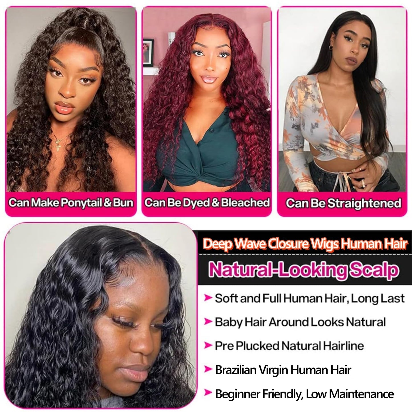 Jasperel Deep Wave Lace Front Wig Human Hair Hd Transparent Lace Front Wigs for Black Women Wet and Wavy Glueless Wigs Curly Human Hair Pre Plucked Bleach Knots Natural Color 22 Inch