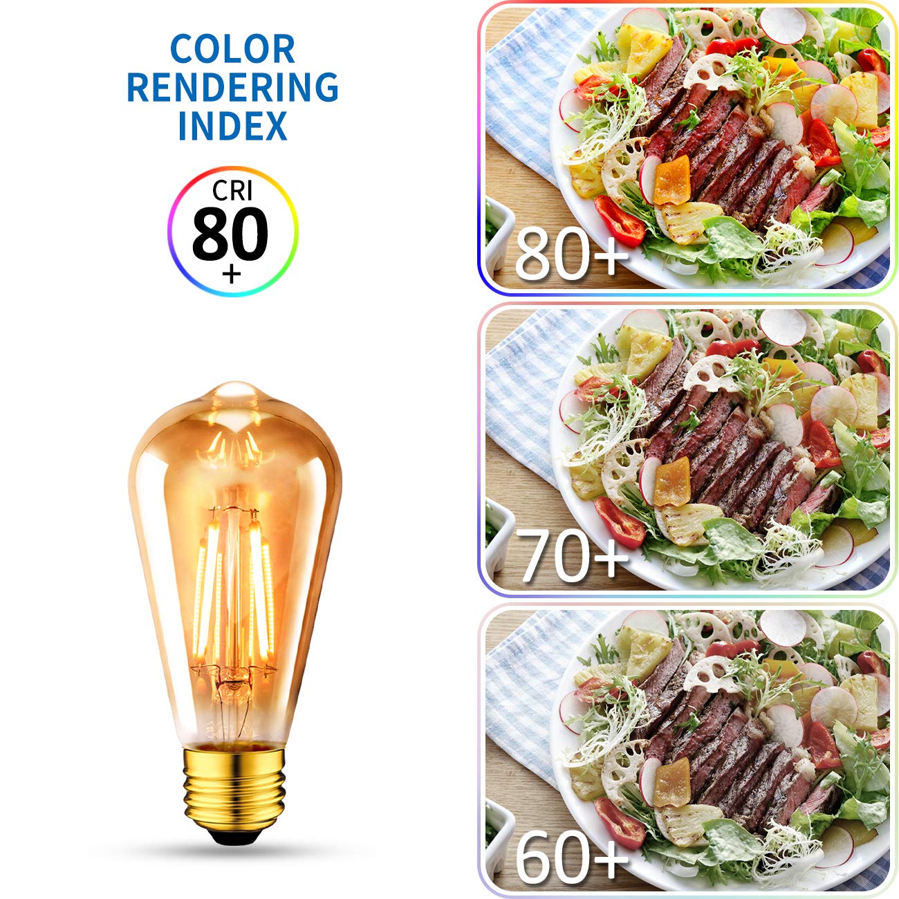 ANWIO Vintage Edison Light Bulb ST21 LED Filament Bulb 7W(60 Watt Equivalent) Dimmable 2500K (Amber Glow) Warm White E26 Medium Base, Amber Glass Cover,12 Pack