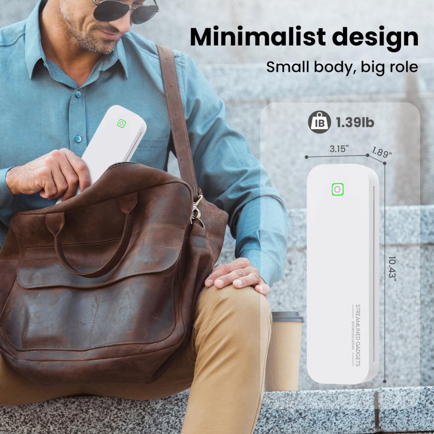 2025 Inkless Portable Printer Wireless for Travel, Bluetooth Thermal Printer Supports 8.5x11 US Letter, Compatible with iOS, Android, MAC, Windows for Office, Car and Home, w/Case+ 3 thermal rolls Kit