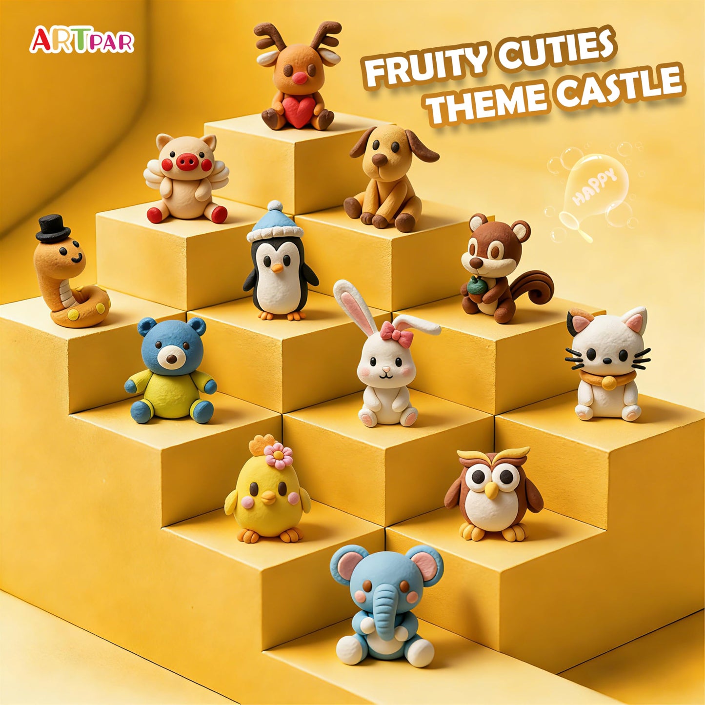 ARTPAR Air Dry Clay Kits for Kids-Modeling Magic Clay,12 Animals DIY Molding Clay Art Crafts Set,Ultra Light & Soft, Safe & Non-Toxic with Sculpting Tools & Tutorials, Unique Gifts for Boys & Girls