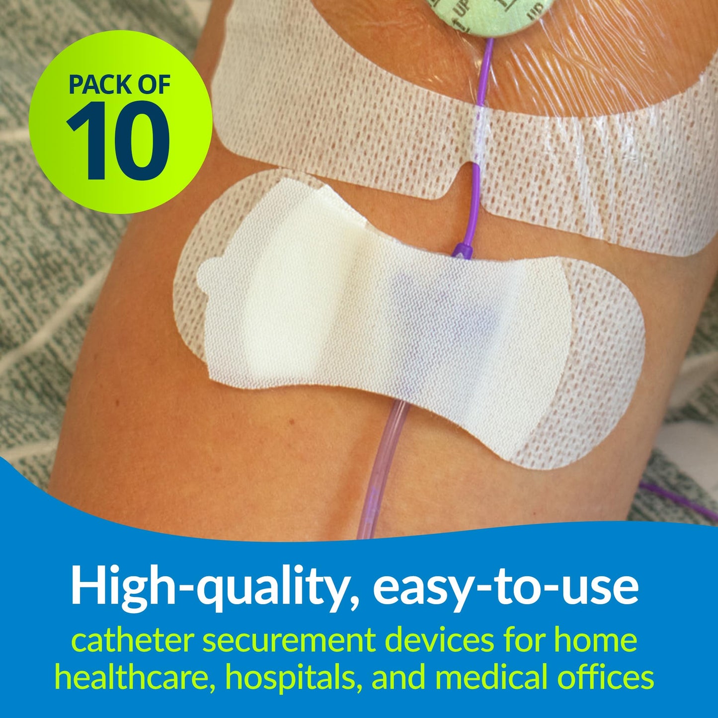 TIDI 3300MWA-10PK Grip-Lok Medium-Wide CVC, PICC & Drain Securement Device ― Pack of 10 ― White ― Flexible Material ― Low-Profile Design for Comfort― Home Healthcare ― FSA Eligible Medical Supplies