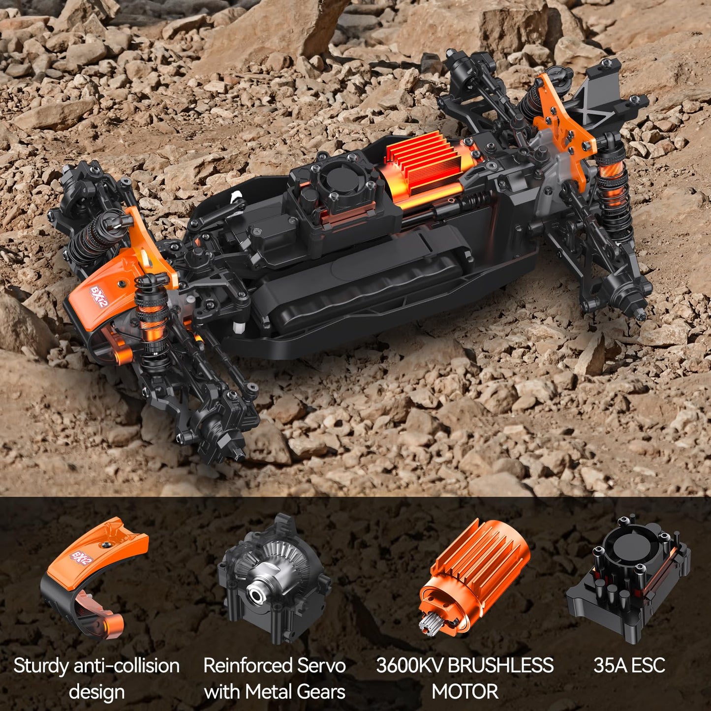 AINIUNIU ZD Racing 1:12 Brushless Fast Rc Cars for Adults Fast 42 MPH,Off Road Rc Car 4X4,Remote Control Trucks for Adults 4WD High Speed Racing RC Buggy with Two 3S 2200 mAh Truck Suitable for Gifts