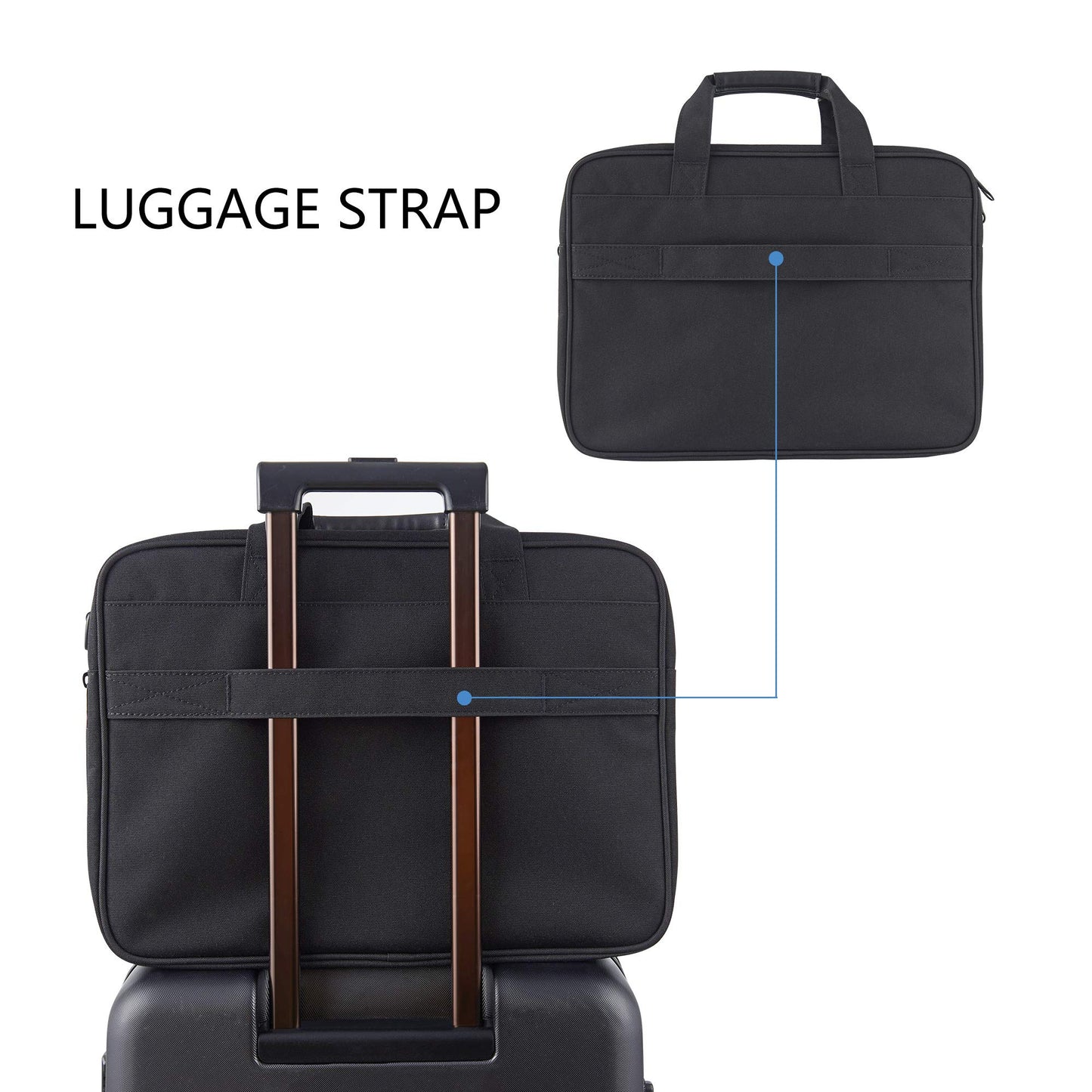 KROSER Laptop Bag Expandable Lightweight Briefcase for 17.3" Laptop Premium Business Work Bag Water-Repellent Messenger Bag with RFID Pockets for Travel/Women/Men-Black