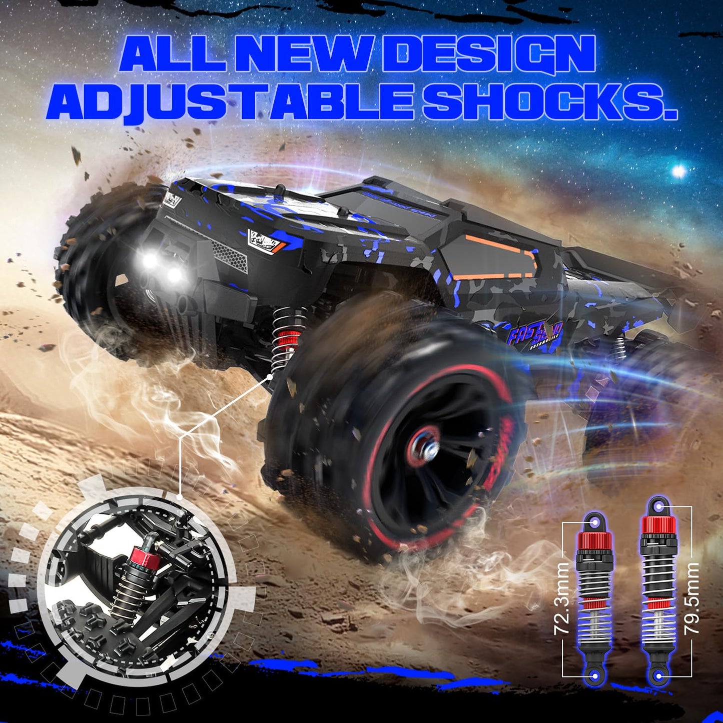 1/14 Scale RC Cars for Adults, 60+ KM/H High Speed RC Truggy, 4X4 Off-Road Remote Control Truck, Waterproof Electric Car with 2S Battery, All Terrain RC Vehicle for Snow, Sand, Beach & Rocky Surfaces