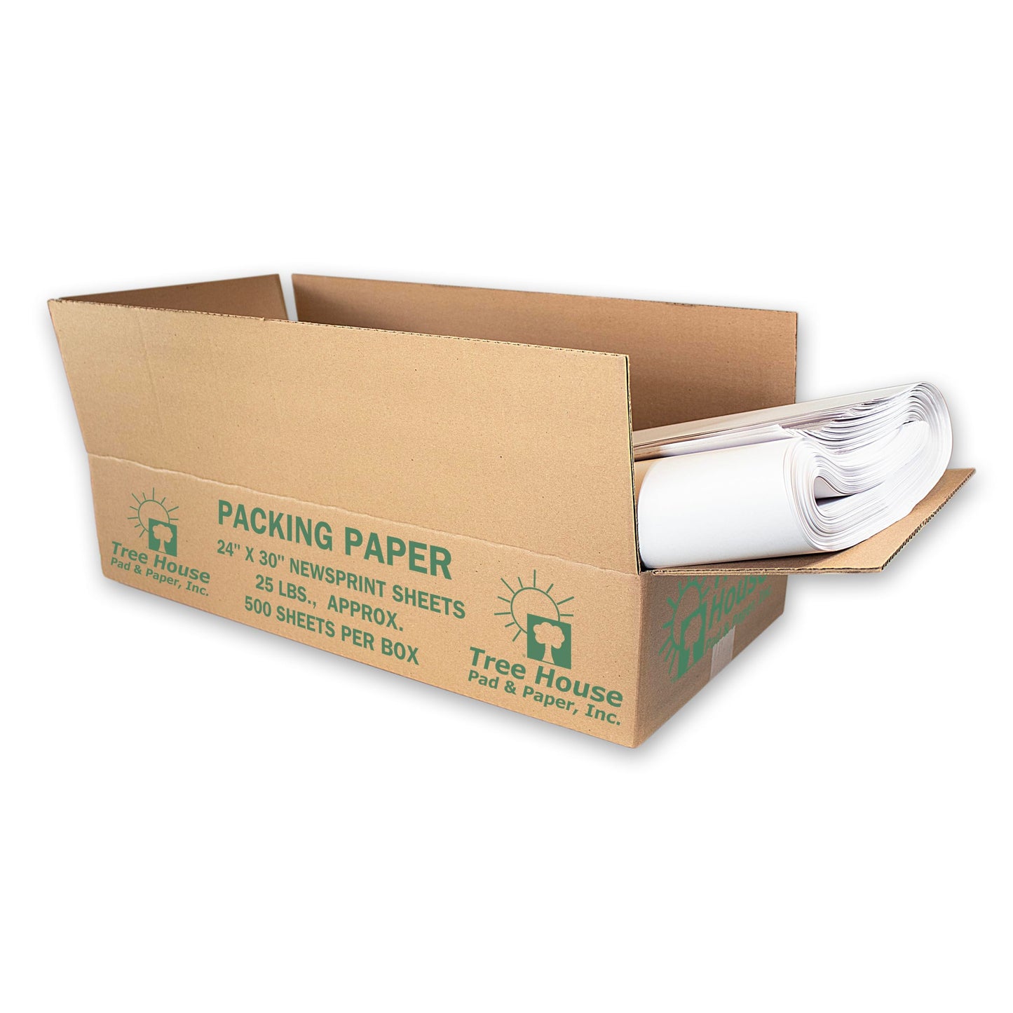 Tree House Packing Paper for Moving – 25lbs - 500 Newsprint Packing Paper Sheets – 24” x 30” Paper for Packing Dishes, Shipping, and Moving Supplies – Recyclable Movers’ Paper – Made in USA