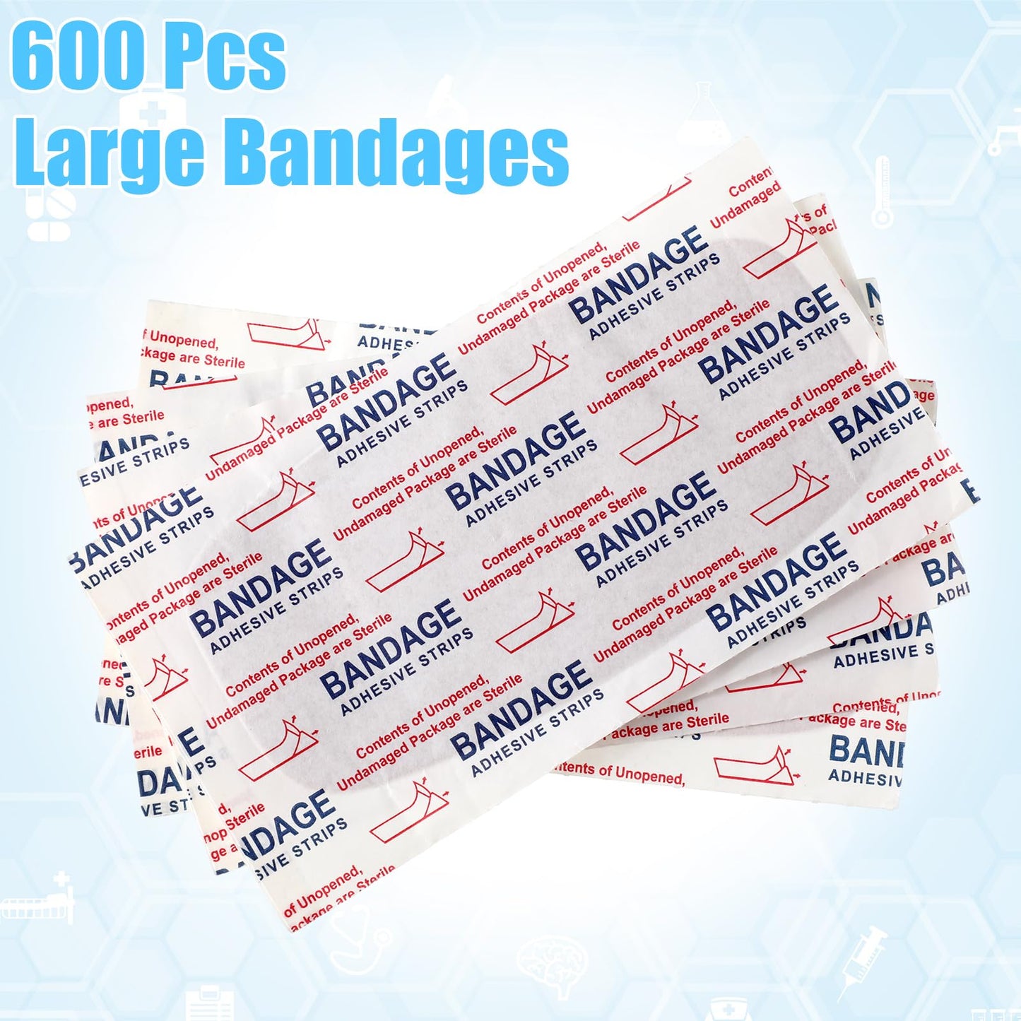 Sinmoe 600 Pcs Large Bandages Bulk Big Flexible Adhesive Wound Care Fabric Bandages for Care and Protect Wounds, 2 x 4 Inch