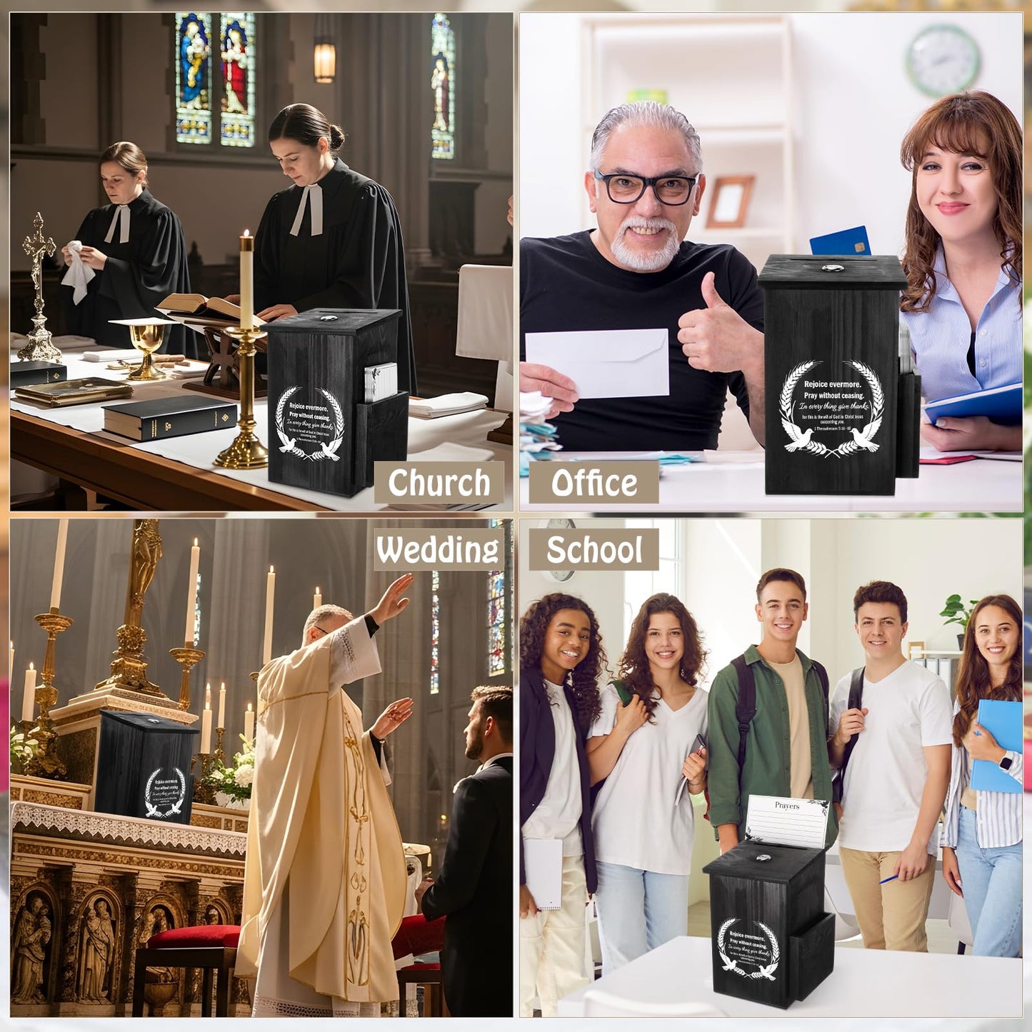 Roowest Prayer Request Box with Cards - Lockable Wooden Church Offering Box, Faith Giving & Let Go Prayer Case for Church, Home, Group Worship - 100 Cards Included