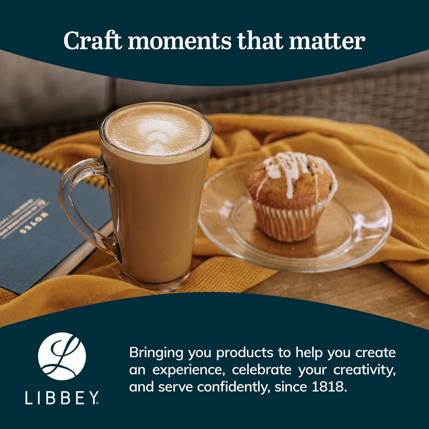 Libbey Cavana Tall Clear Glass Coffee Mugs Set of 4 (16.4 oz), Extra Tall Clear Coffee Mug with Handle, Tapered Latte Mug, Dishwasher Safe