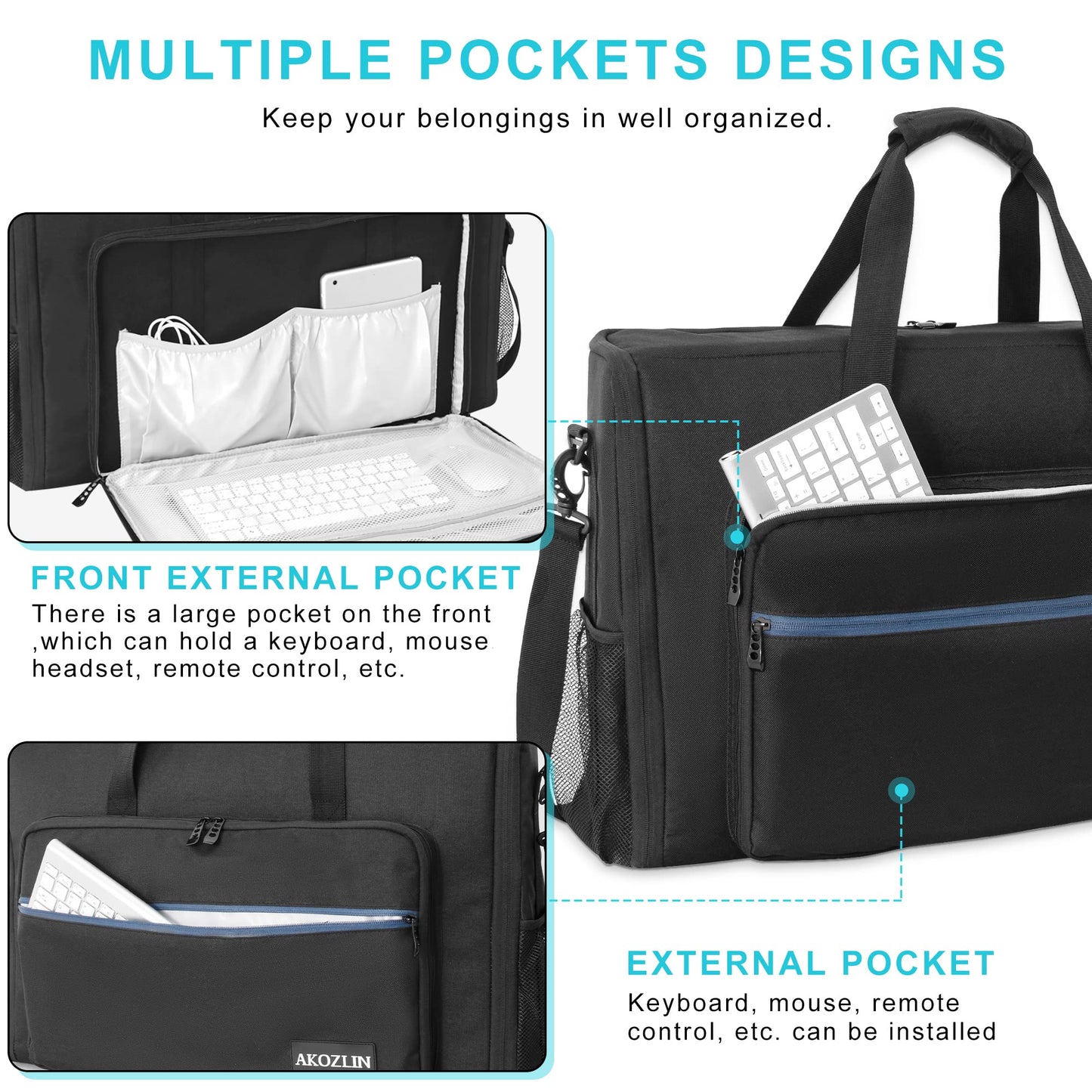 AKOZLIN LCD Screens/TVs(up to 2) Transport Tote Bag for 27" - 32" Displays Monitor Carrying Case (NOT FOR IMAC) With Shoulder Strap