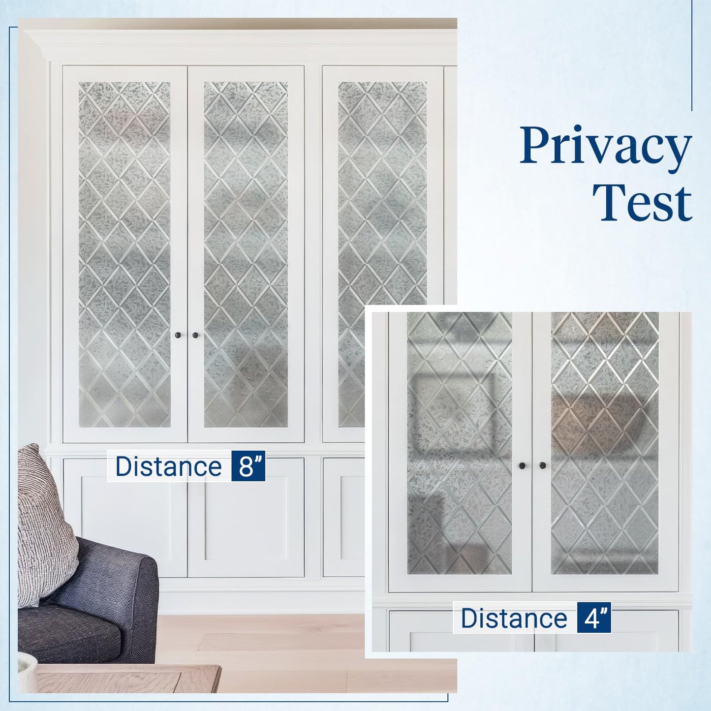Haton Window Privacy Film Decorative Frosted Glass Window Film, Sun Blocking Stained Glass Clings, Static Cling Removable Stickers for Home Door Coverings, Lattice Pattern 35.4" x 157.4"