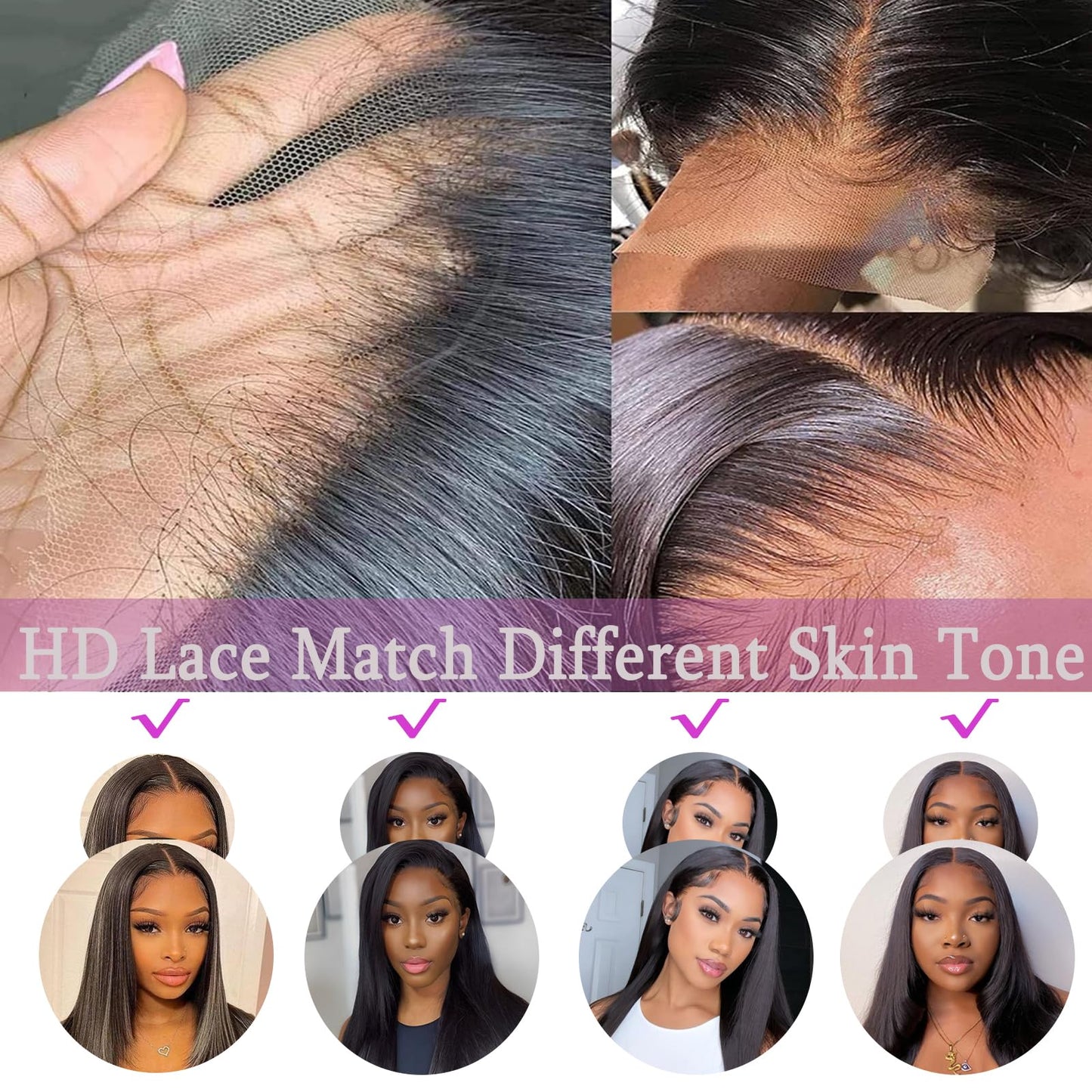 20 Inch Straight Lace Front Wigs Human Hair Pre Plucked 180% Density Glueless Wigs Human Hair 13x4 HD Transparent Human Hair Lace Frontal Natural Hairline Brazilian Virgin Hair for Women Natural