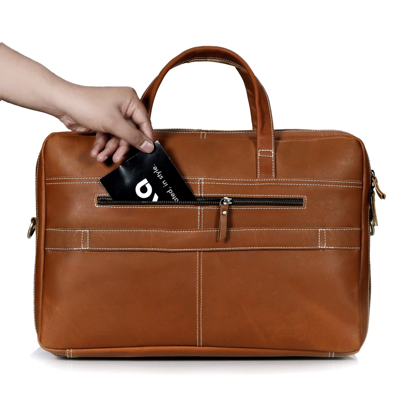 18 Inch Full Grain italian Leather Briefcase for Men, Top Choice Gifts, Handcrafted Laptop Bag (TAN) (18 inch)