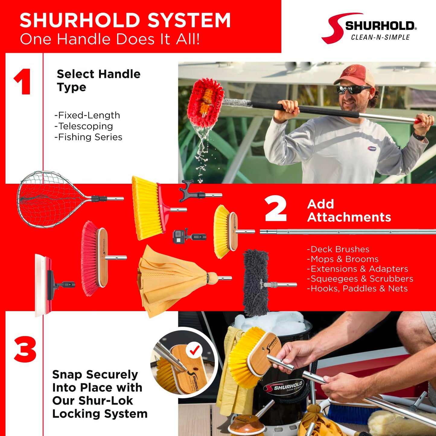SHURHOLD Deluxe Water Sprite Chamois Heavy Duty Mop with Highly Absorbent 2 7/8" Wide PVA Strips, Attachable to All Shurhold Handles