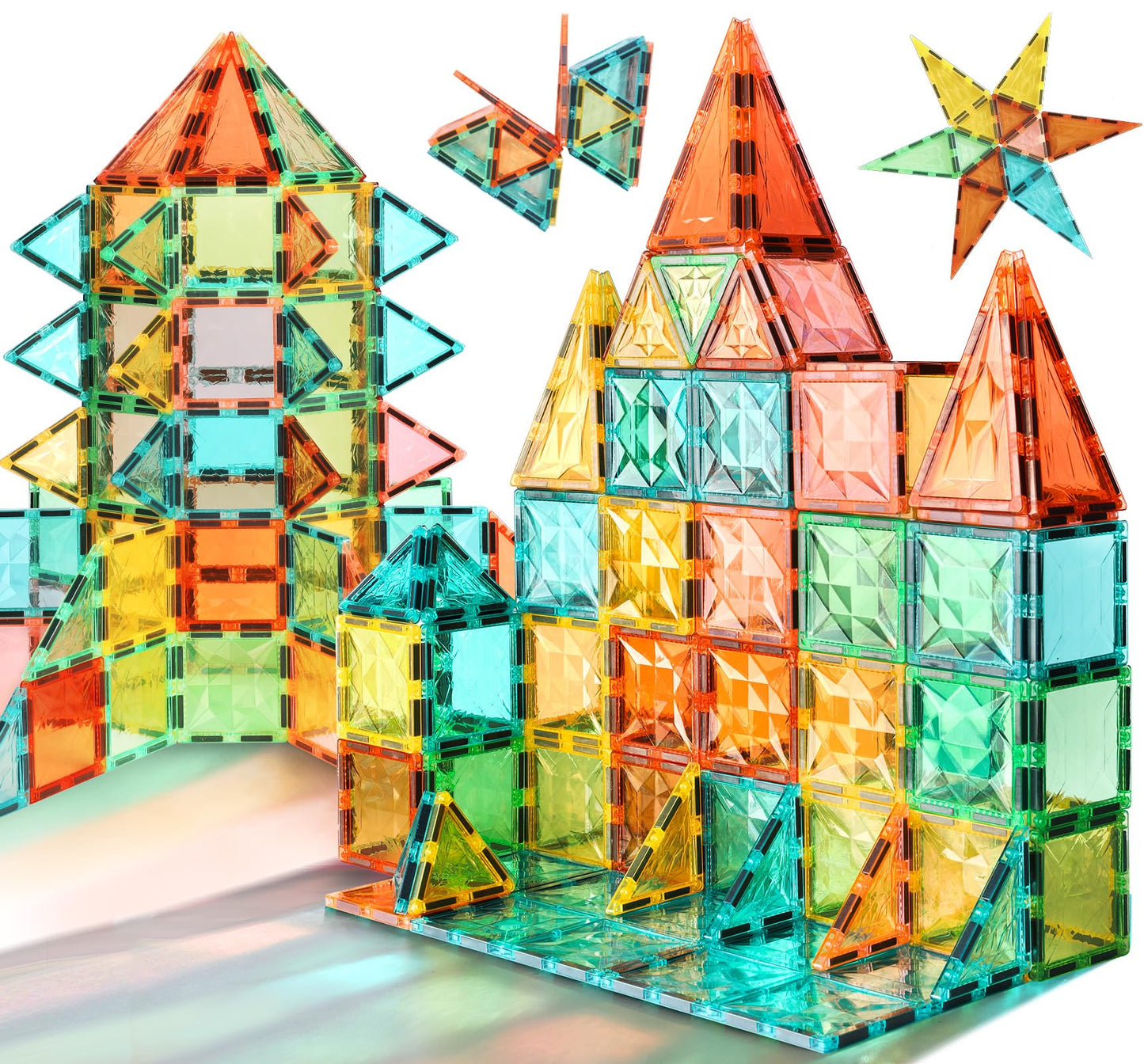 YRZtiles Magnetic Tiles 100-Piece Set for Kids, Magnetic Building Blocks STEM Toys for Age 3+ Boys and Girls, Educational Magnet Construction Tiles for Creativity & Learning