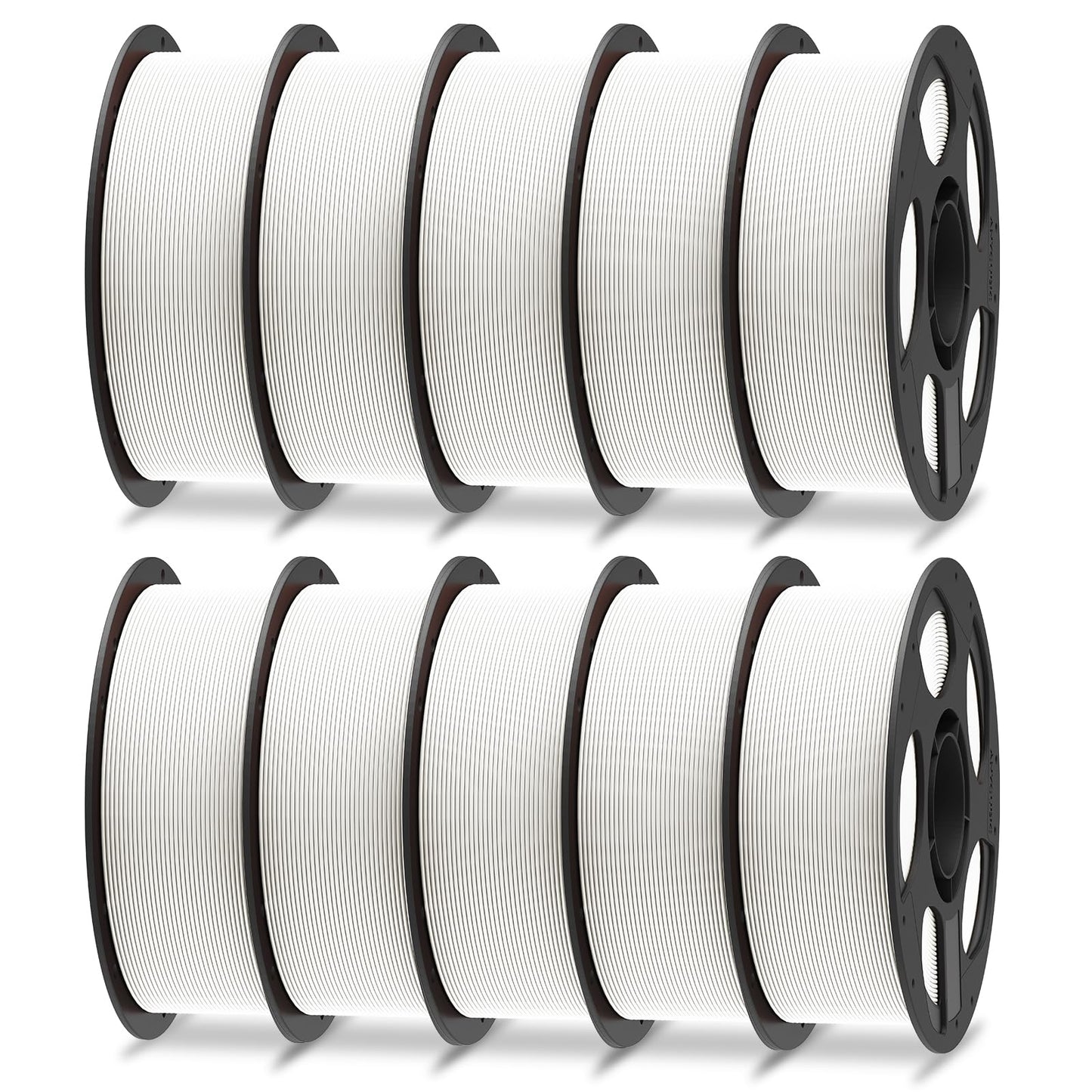ANYCUBIC PLA Plus (PLA+), 3D Printer Filament 1.75mm Bundle, High Toughness, Dimensional Accuracy +/- 0.02mm, Print with Most FDM 3D Printers, 10 Pack 1KG Reusable Spool White