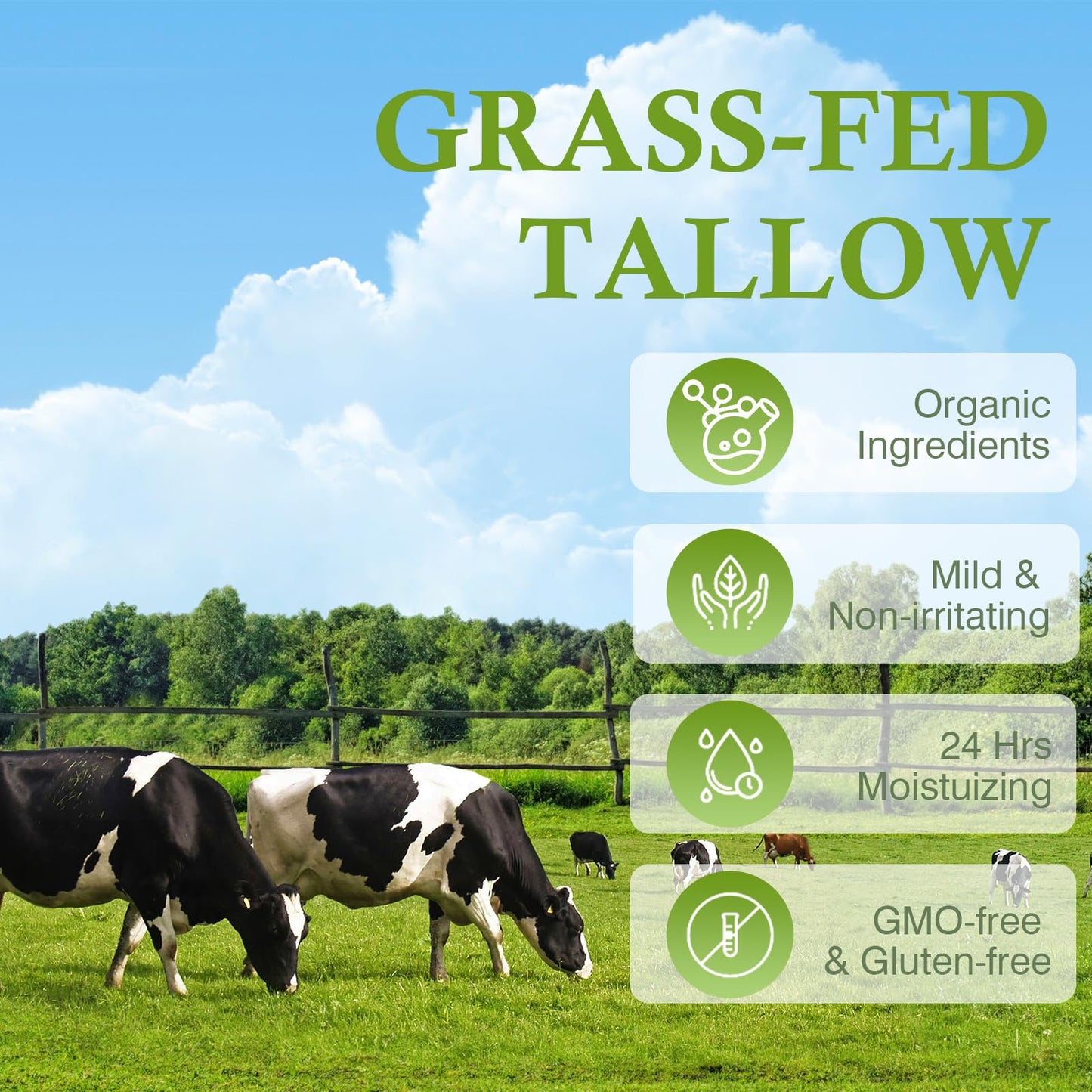 mkzea Beef Tallow, Beef Tallow for Skin, Tallow Face Moisturizer, Unscented 100% Organic Beef Tallow Blam Grass Fed Whipped Tallow Face Cream Moisturizer Body Lotion Skin Care, 2 packs