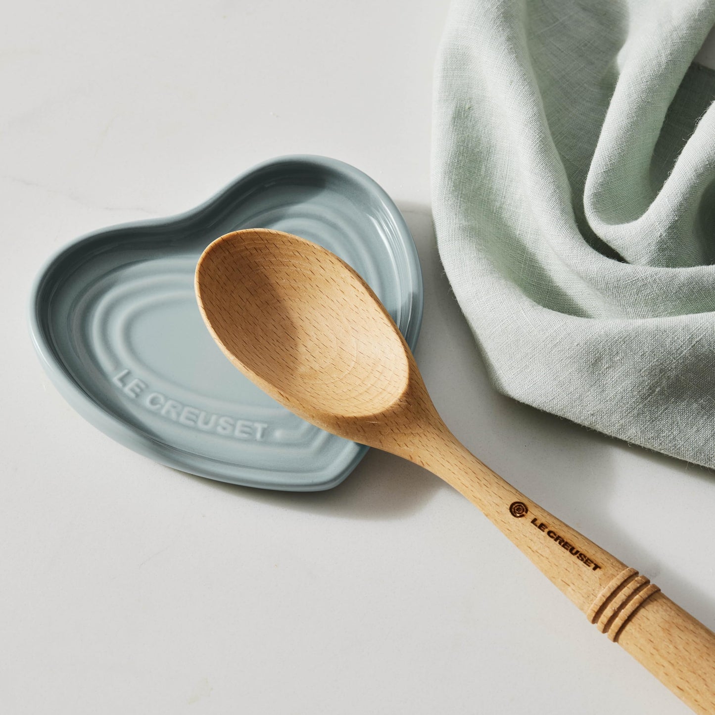 Le Creuset Cerise Stoneware Heart Shaped Spoon Rest, 5.25"