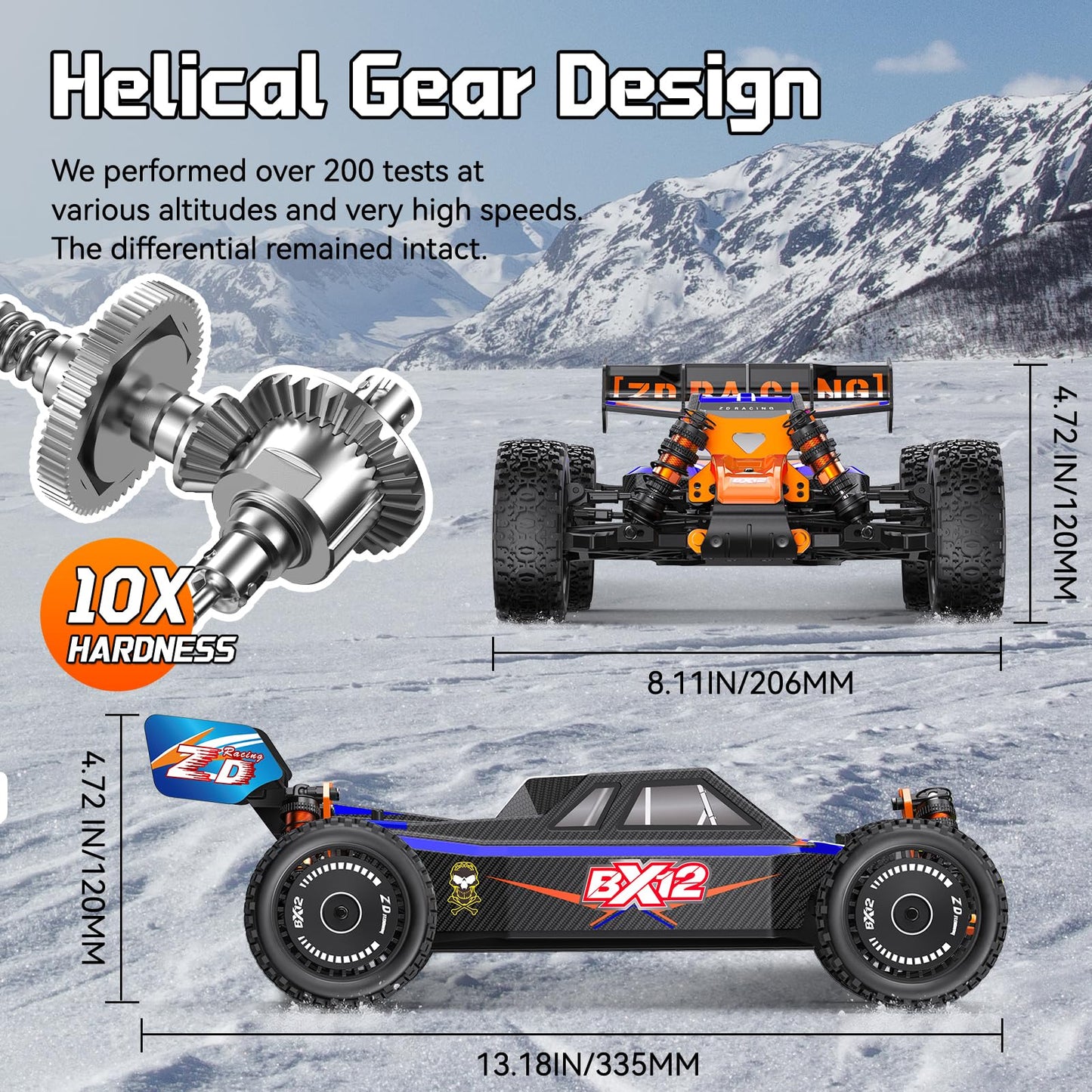 AINIUNIU ZD Racing 1:12 Brushless Fast Rc Cars for Adults Fast 42 MPH,Off Road Rc Car 4X4,Remote Control Trucks for Adults 4WD High Speed Racing RC Buggy with Two 3S 2200 mAh Truck Suitable for Gifts