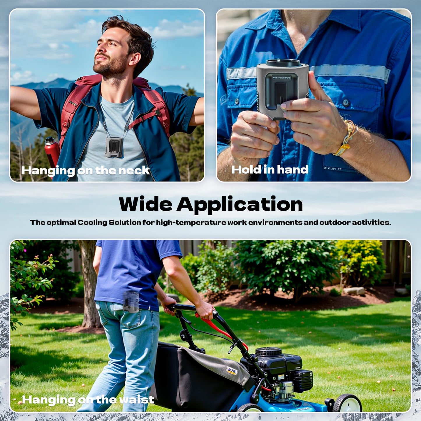 Gewanolla Waist Fan, Portable Fan Rechargeable,4 Speeds 13000RPM Strong Airflow, belt fan with up to 22H of Working Time,Wearable Hands-Free Neck Fan for Outdoor, Hiking,Jobsite, Farms