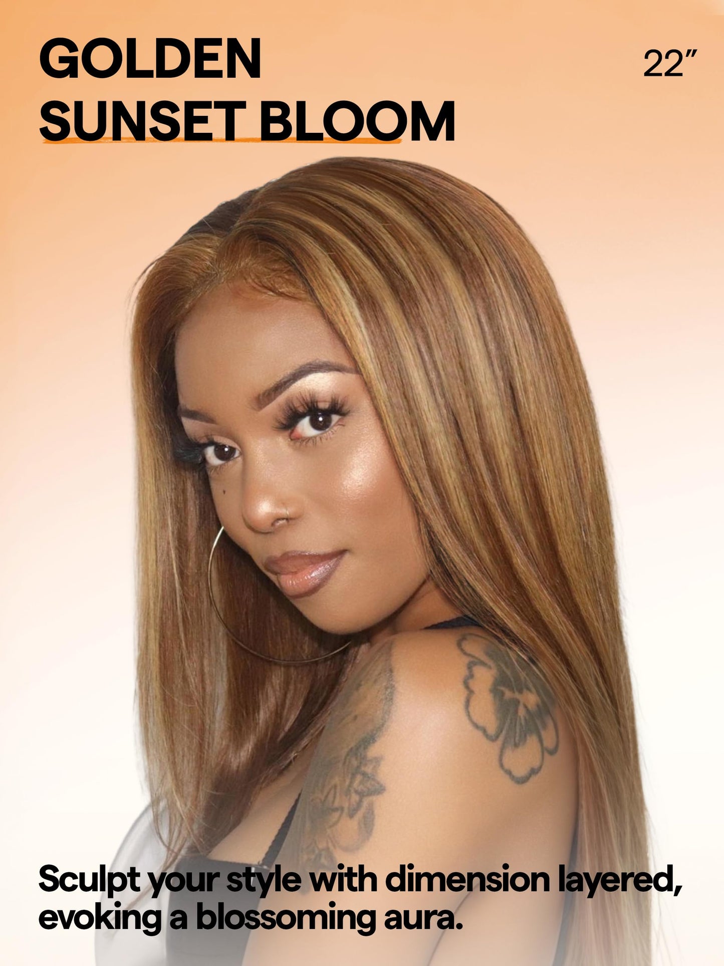 GORGIUS Honey Blonde Straight Layered Wig Glueless Highlight Lace Front Wig Middle Part Pre Cut HD Lace Wig Upgraded with Style-Archive Premium Fiber
