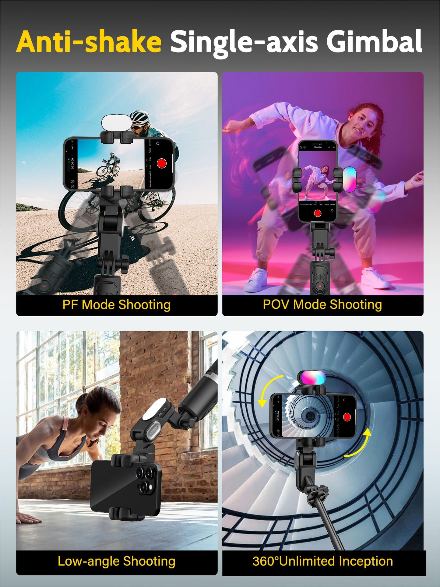 AOCHUAN Auto Face Tracking Tripod 360 Rotation for iPhone Android,Phone Stand Follow You for Video Recording,Selfie Stick Tripod with RGB Light,Remote Control for YouTube,TikTok Vlogging(M2Pro Black)