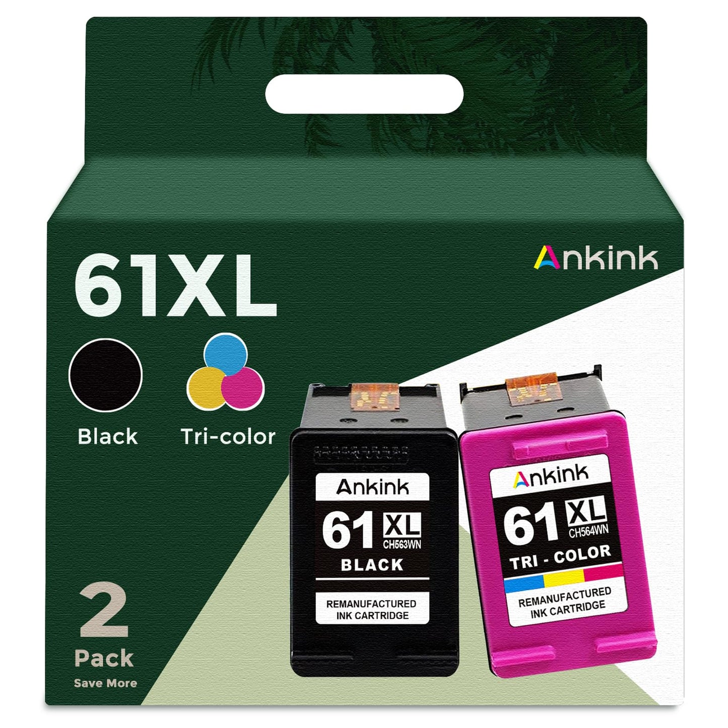 Ankink Remanufactured Ink Cartridge Replacement for HP 61XL (Black Color 2 Pack) Combo 61 XL for HP61 HP61XL for 5530 4500 2540 4630 4501 4502 4635 3050 2542 2541 3510 2514 3512 1000 1010 1510