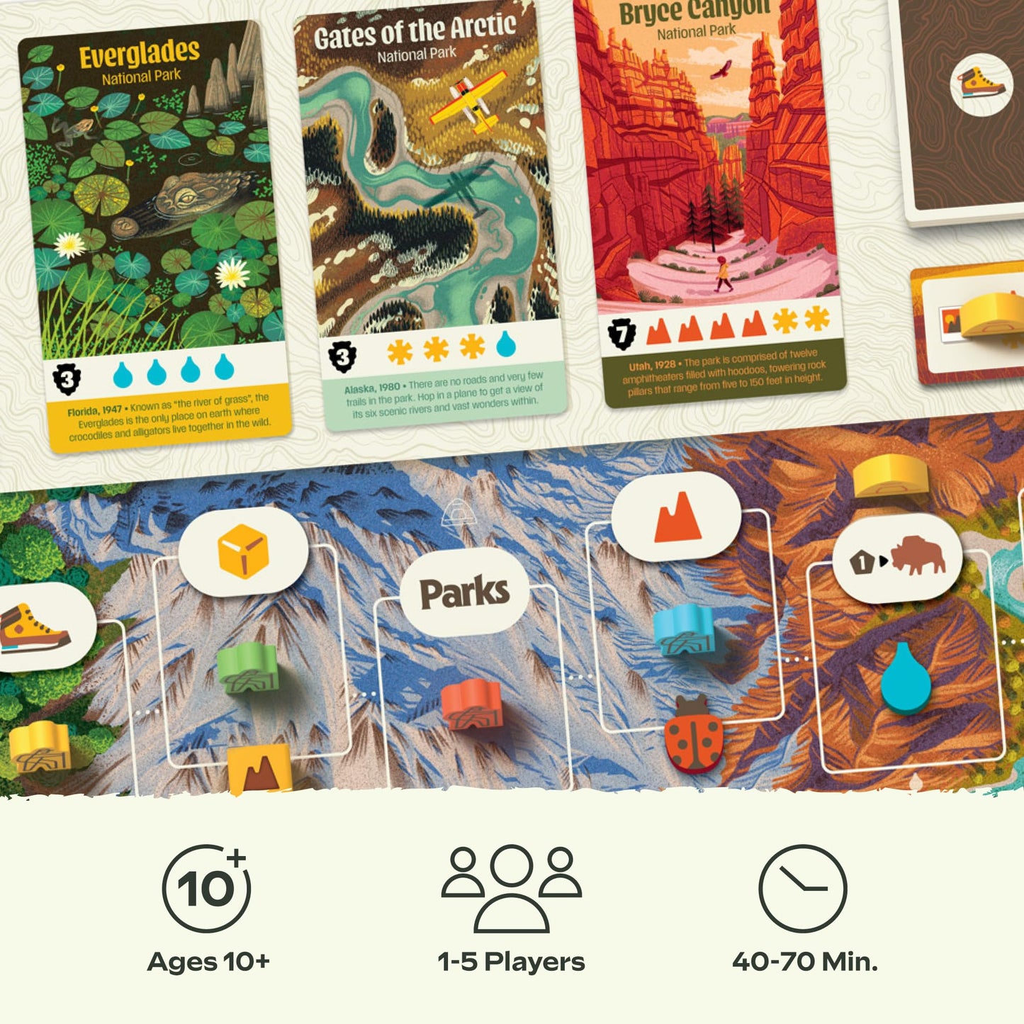 Keymaster Games Parks (2nd Edition) | Summit Deluxe | Beautiful Strategy Game for Families, Adults, Kids or Solo | Explore Nature and Outdoors by Hiking US National Parks | Ages 10+ | 1-5 Players