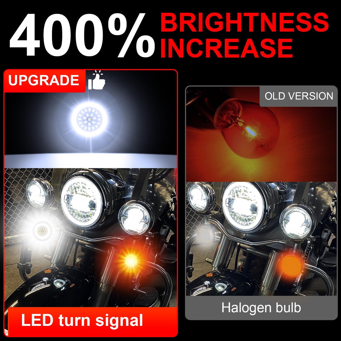 AEEAST 3 1/4 Inch Motorcycle LED Turn Signals 1157 1156 Front Rear LED Blinker 48LEDs Flat Housing Style Fit for Harley Davidson Road King Electra Glide Ultra Classic Softail 1986-Later