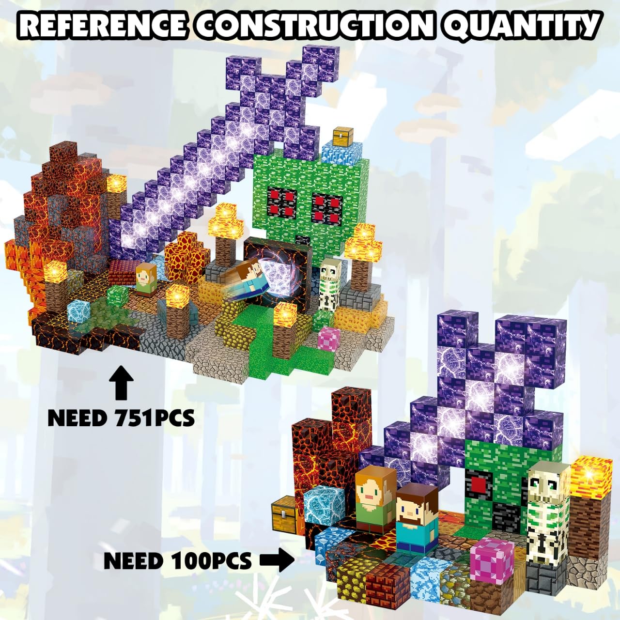 AIDYVOI Magnetic Blocks Building Toys Set, Magnetic Building Blocks STEM Construction Toys, 3D Sword Light Up Magnet Cubes Montessori Sensory Stacking Toy for Toddlers Age 3 4 5 6 7 8