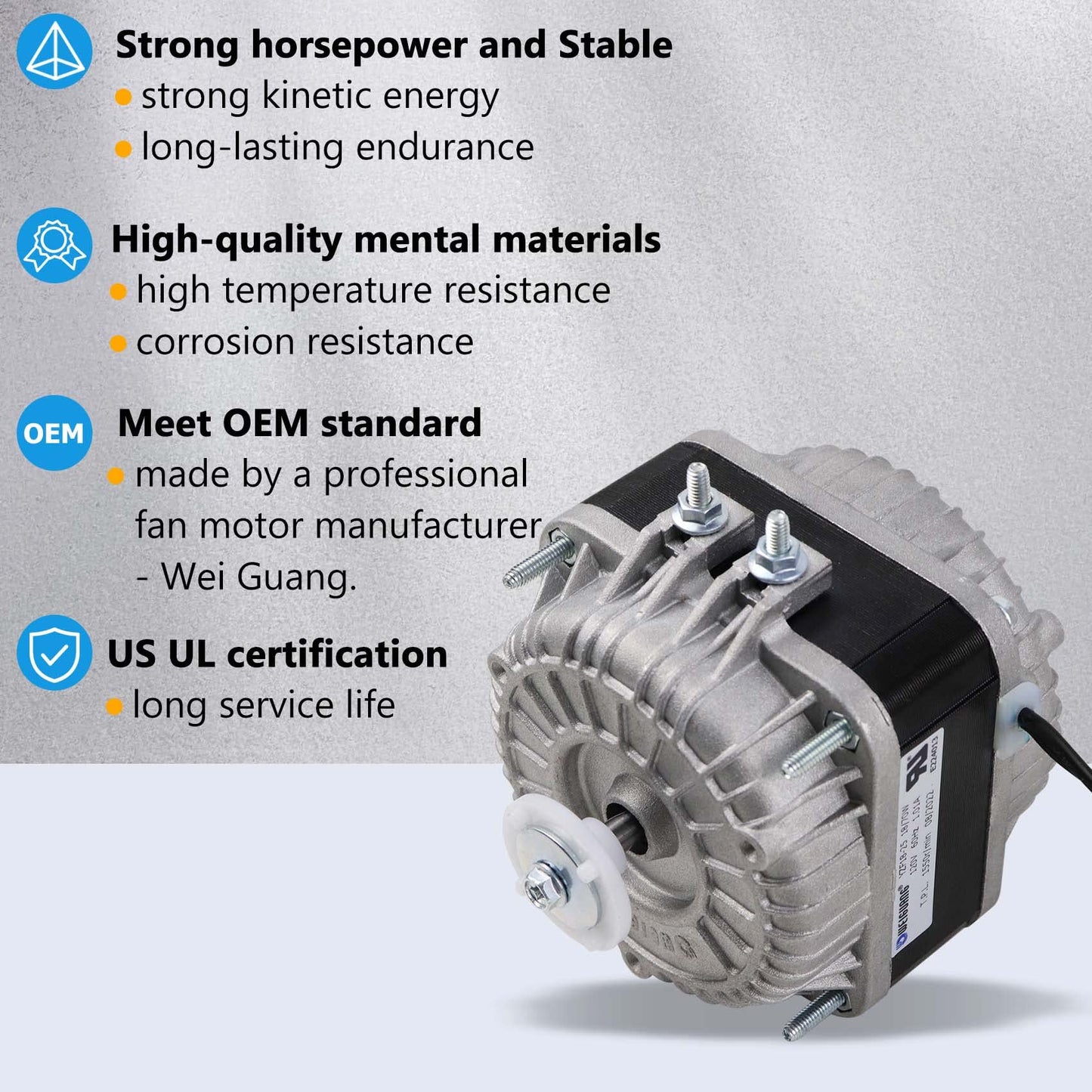 YZF18-25 Fan AC Motor 120V 18W 1.01A 60Hz Shaded Pole Condenser Motor Replace YZF10-20 YZF6-13 W0301905 for Refrigeration Equipment Radiator Evaporator Freezer, Small Ventilation Equipment 1550rpm