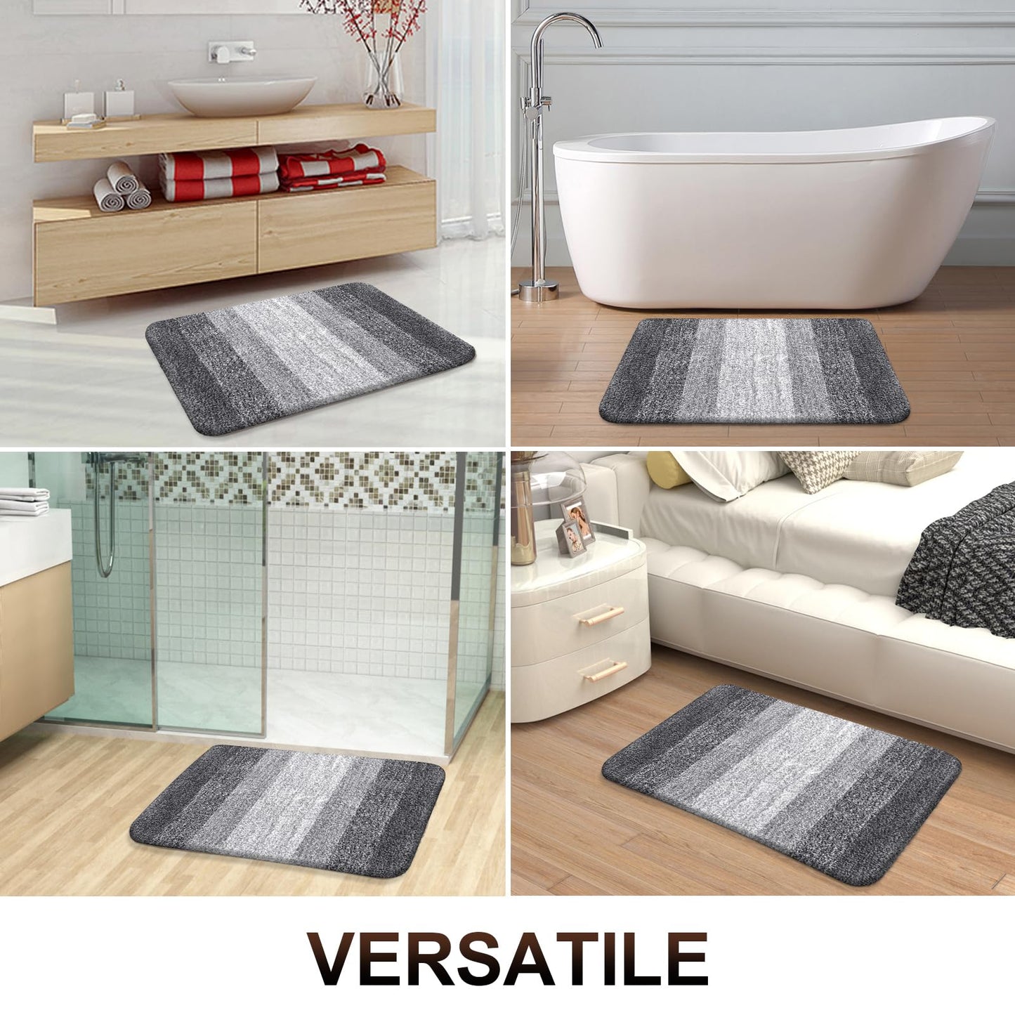 OLANLY Large Bathroom Rugs Mat 40x32, Extra Soft Absorbent Microfiber Bath Rugs, Rubber Backing, Quick Dry, Machine Washable Bath Mats for Bathroom Floor, Tub and Shower, Home Decor Accessories, Grey