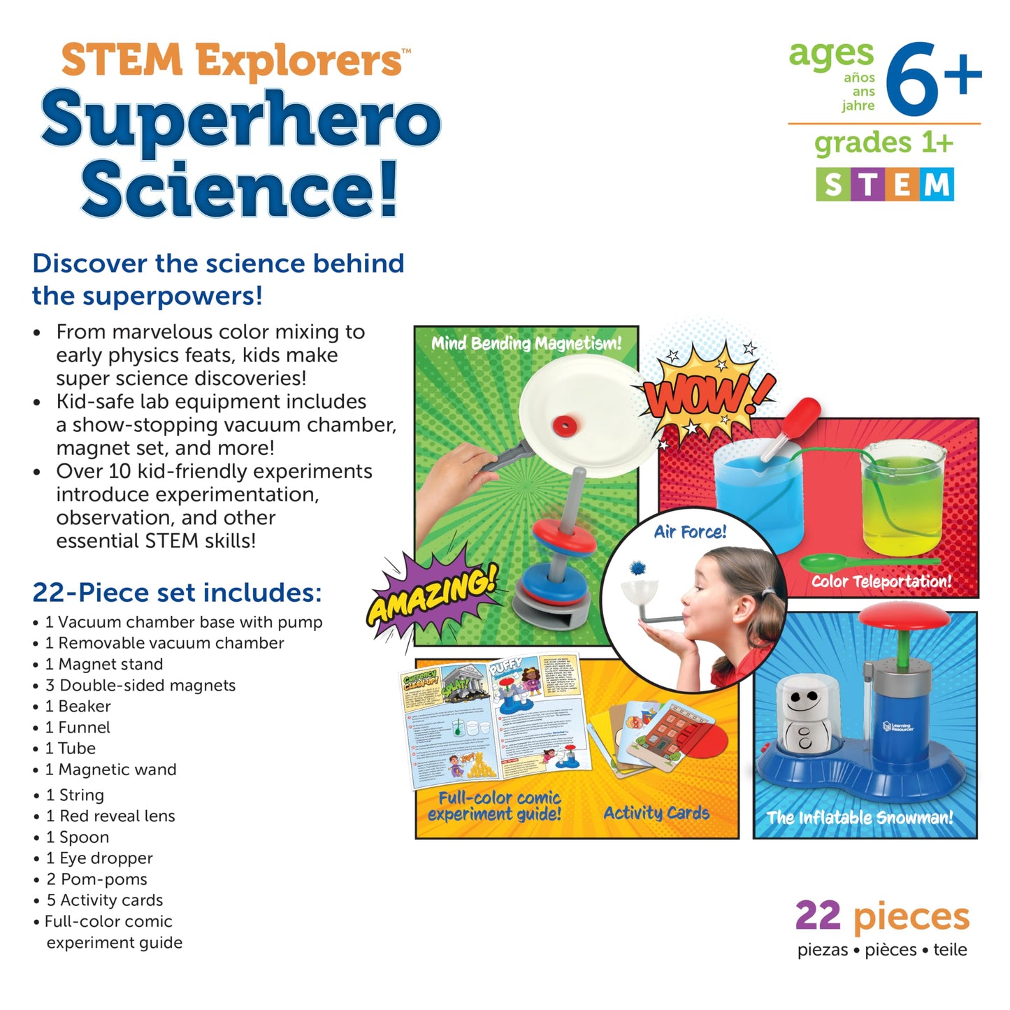Learning Resources STEM Explorers Superhero Science!, 21 Pieces, Ages 6+, Science Kit, STEM Toys, Science for Kids