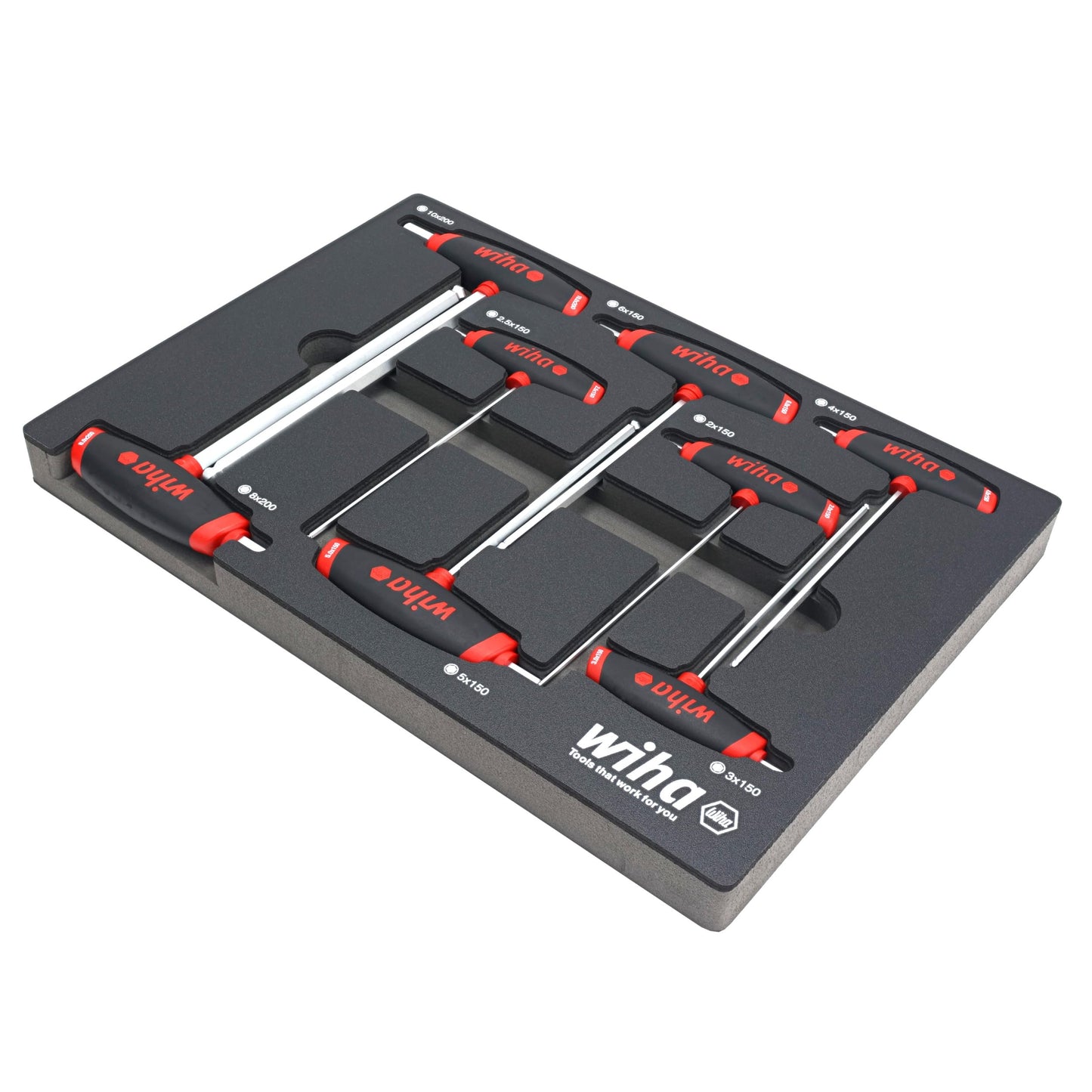 Wiha 54079 8 Piece SoftGrip Dual Drive Hex Metric T-Handle Tray Set