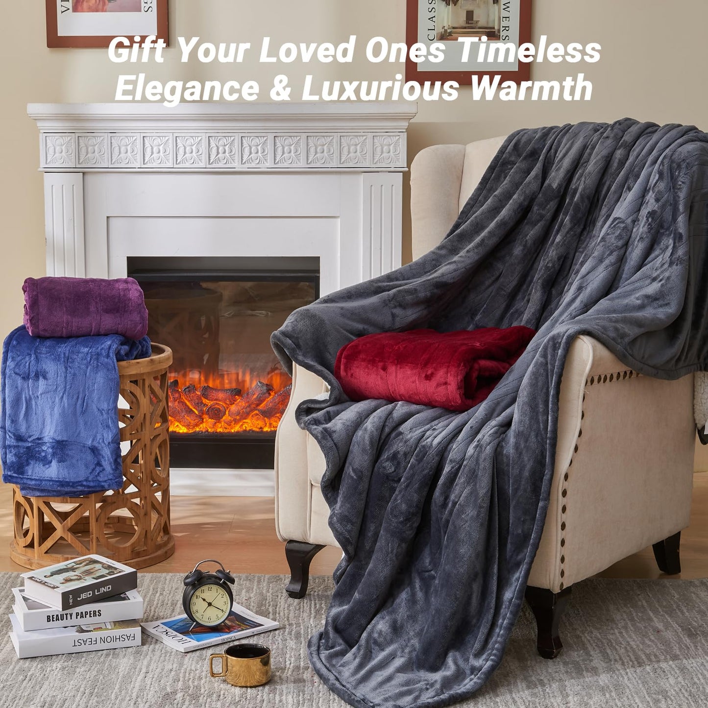 DANENOSA Electric Heated Blanket Queen Size 84''x90'' Soft Flannel & Sherpa Electric Blanket with 10 Heating Levels, Automatically Shut Down After 8h with Overheat Protection Machine Washable