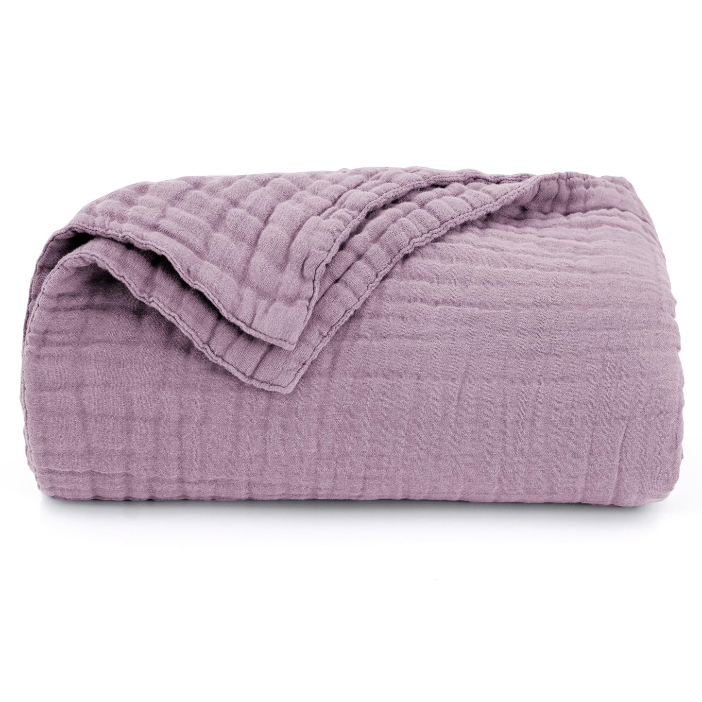 Love's cabin 100% Cotton Muslin Blanket, 6 Layer Lightweight Breathable Gauze Queen Size Blanket 90 x 90 Inches, Soft All Season Blanket for Bed, Lavender