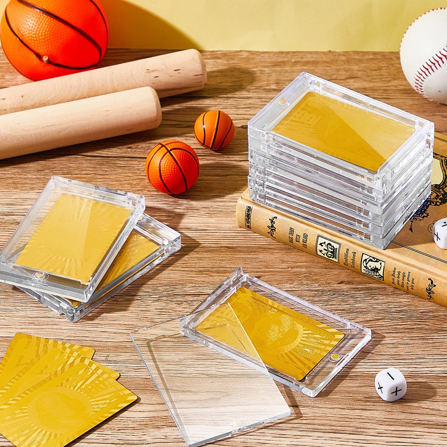 SATINIOR 30 Pcs 100 Pt Magnetic Card Holder, Holder Case Clear Protectors for Thick Baseball Football Hockey Cards