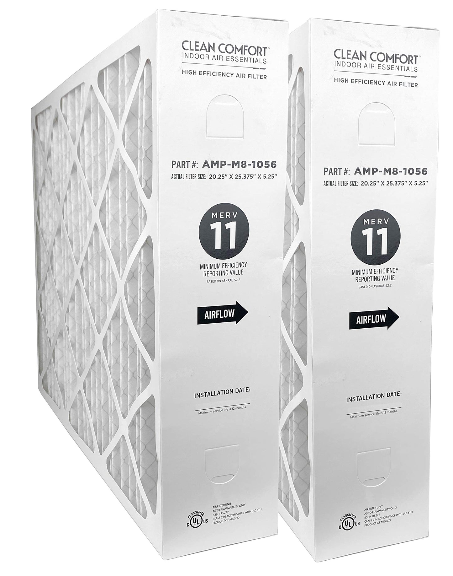 Clean Comfort AMP-M8-1056 (2 Pack) - 20" x 25" x 5" Media Air Filter, MERV 11