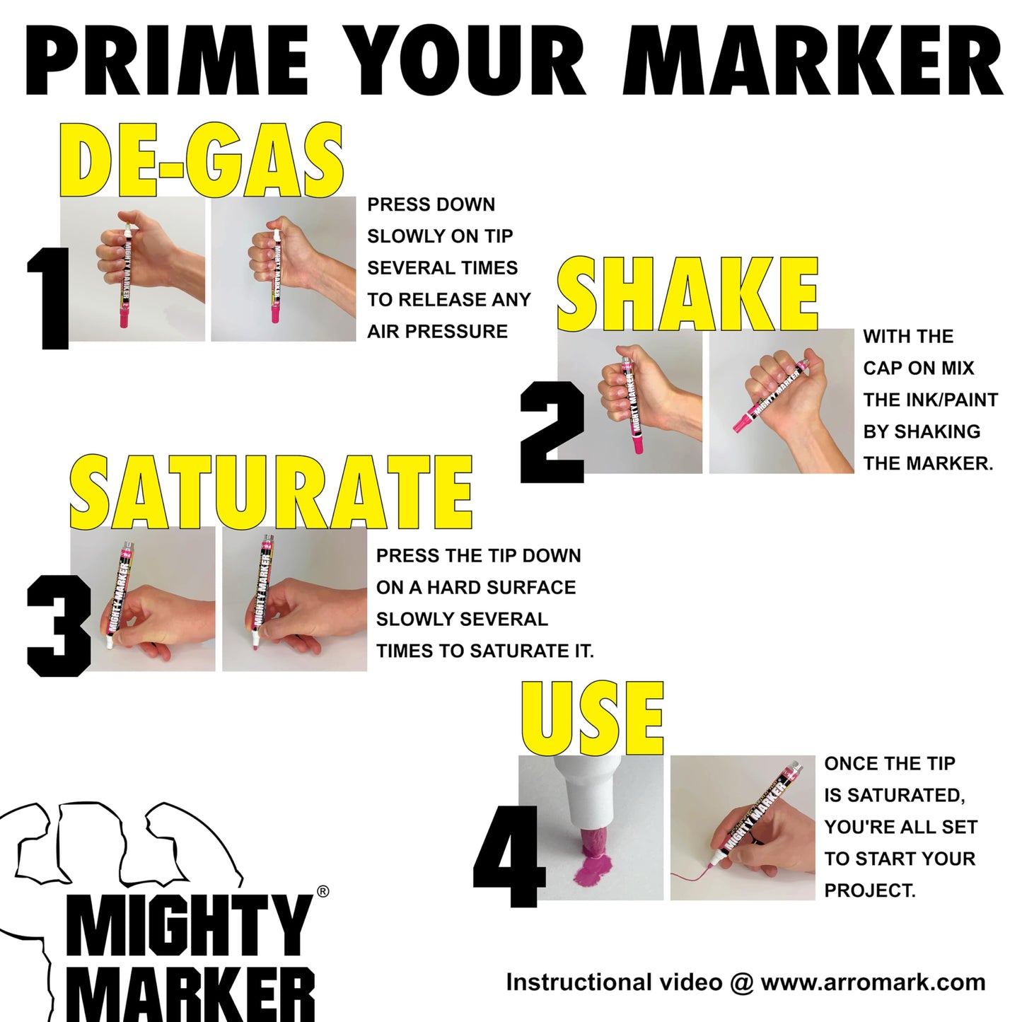 Mighty Marker PM-16 Paint Marker, Oil Based, Permanent, Quick Drying, 2.3mm Bullet Tip, Industrial Paint Pen for Contractors and Welders, Yellow 12 Box