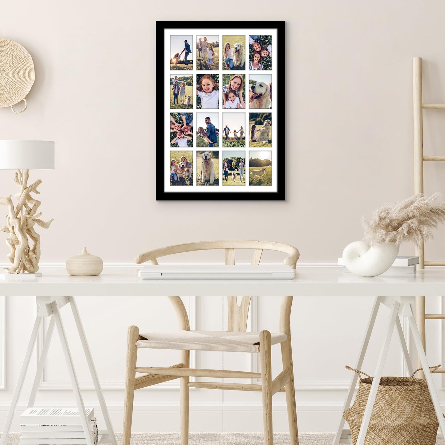 Americanflat 4x6 Collage Picture Frame with Polished Plexiglass - Multi Picture Frames Fit Sixteen 4x6 Photos or Use as One 18x26 Poster Frame for Wall Display - Signature Collection - Black