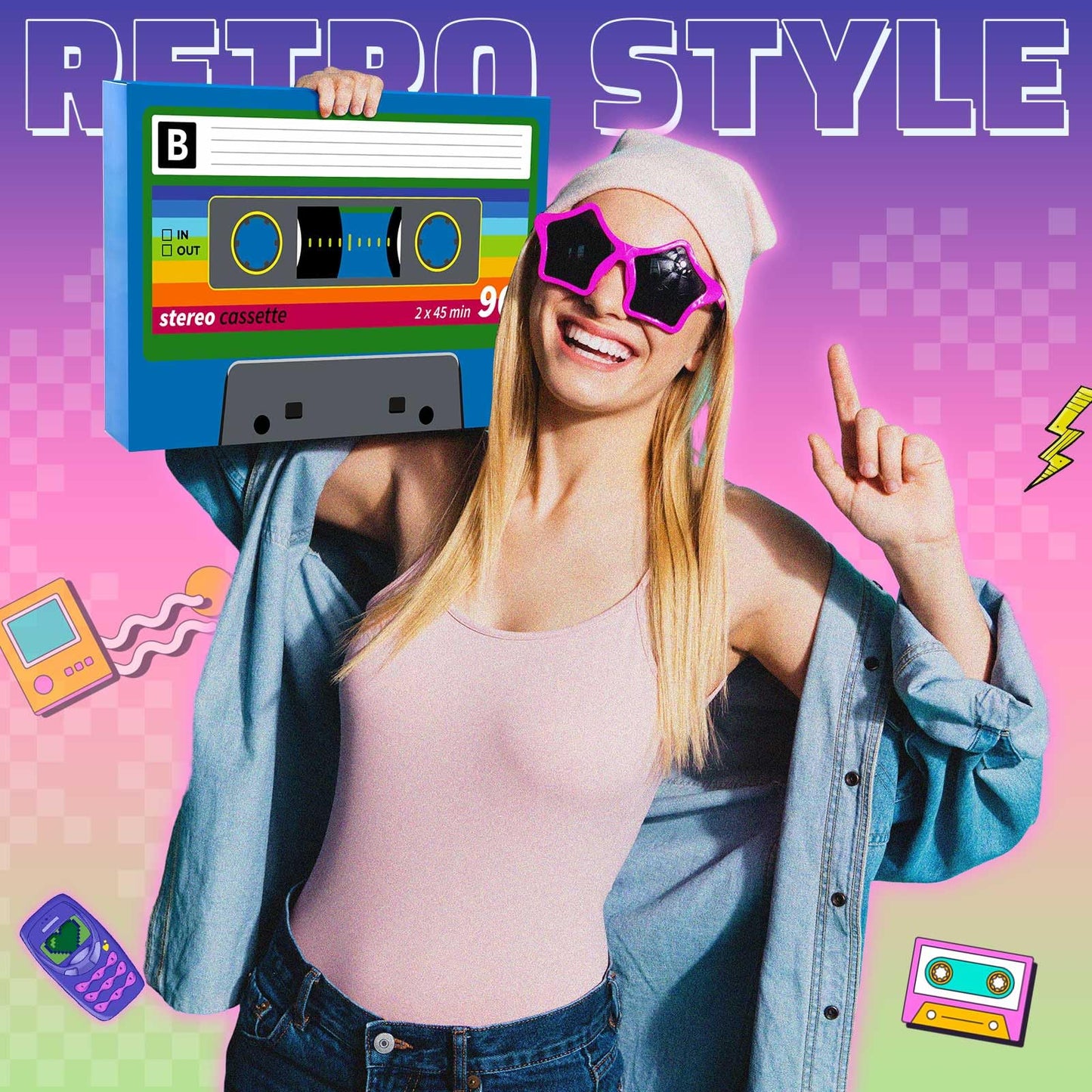 Weekgrat 7 pcs Large 80s 90s Party Decorations 3D Hip Hop Favor Set Paper Boombox Cassette Boxes for Retro Back to 1980s 1990s Theme Birthdays Music Neon Decoration