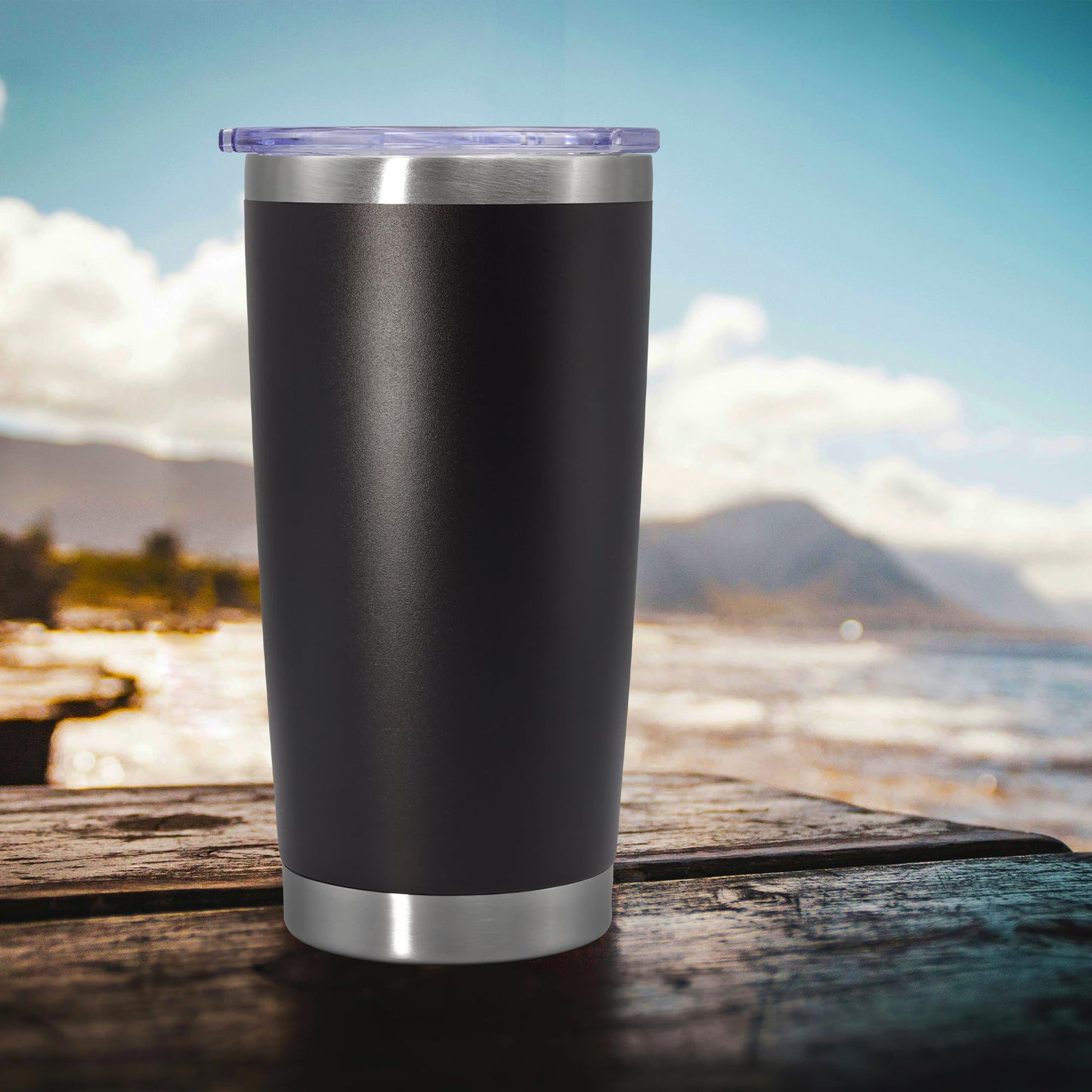 AEPDTD 20 oz Tumbler Coffee Tavel Tumblers Bulk with Lid Stainless Steel Double Wall Vacuum Insulated Mug Powder Coated Cups fit Car Cupholder for Hot and Cold - Black, 12Pack