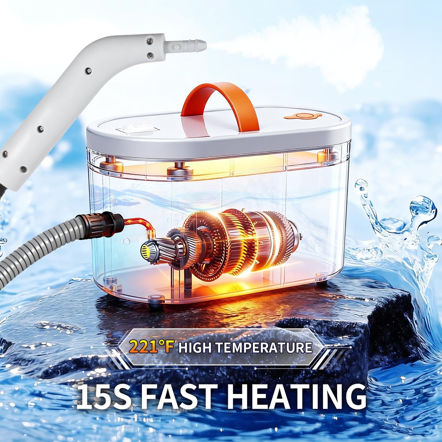 GourragePro Steam Cleaner for Home, Portable Handheld Steamer for Cleaning, 15s-Fast Heat-Up,steamer for car detailing,Home, Kitchen, Bathroom, Tile, Grout, Floor