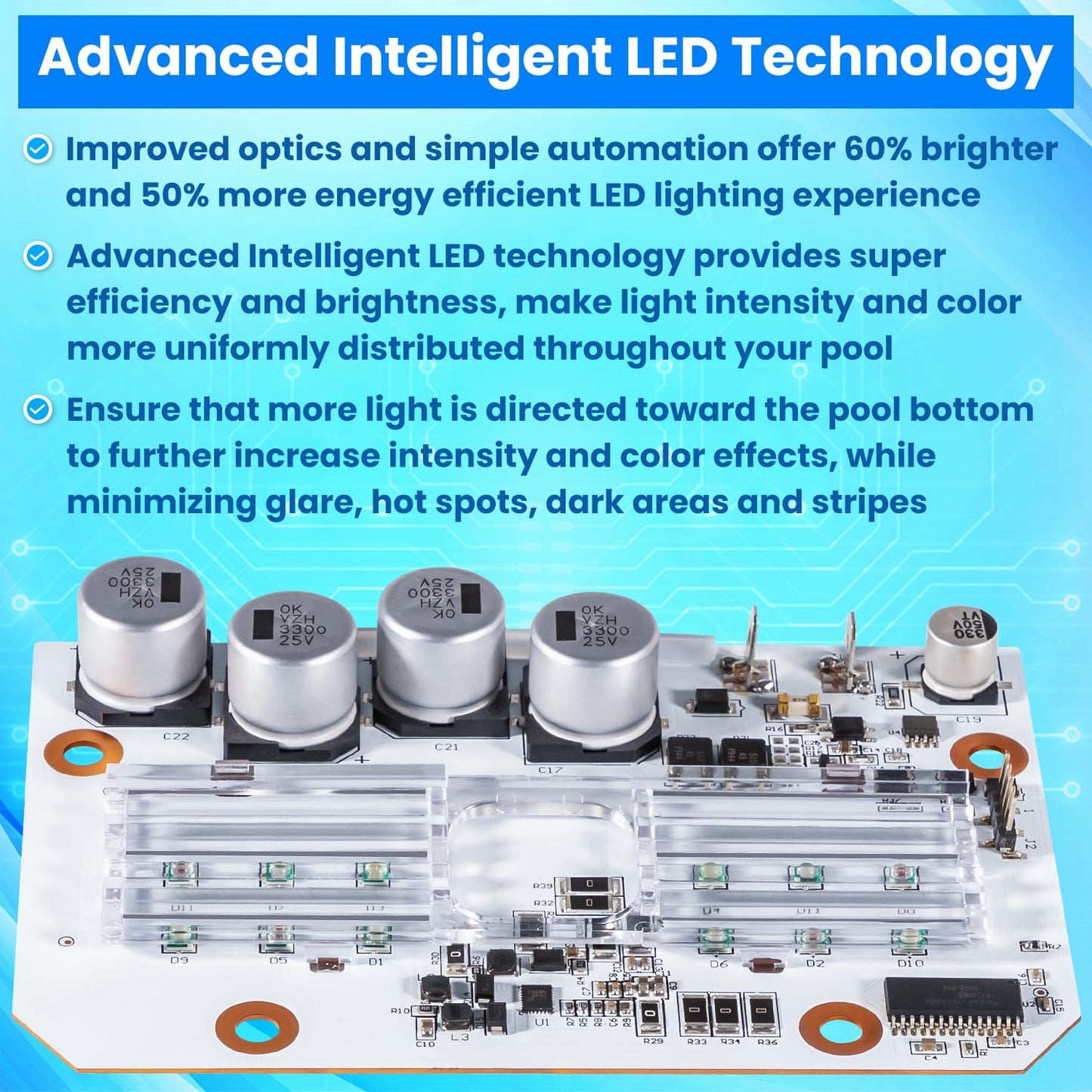 619818Z Led Light Engine Board Replacement for IntelliBrite 5G Color LED Pool Light 2nd Generation 2010-Current 601000 601001 601002 601003 601004 601010 601011 601012 601013 Circuit Board PCBA New
